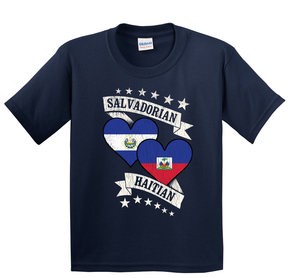 Salvadorian Haitian Heart Flags El Salvador Haiti Youth T-Shirt