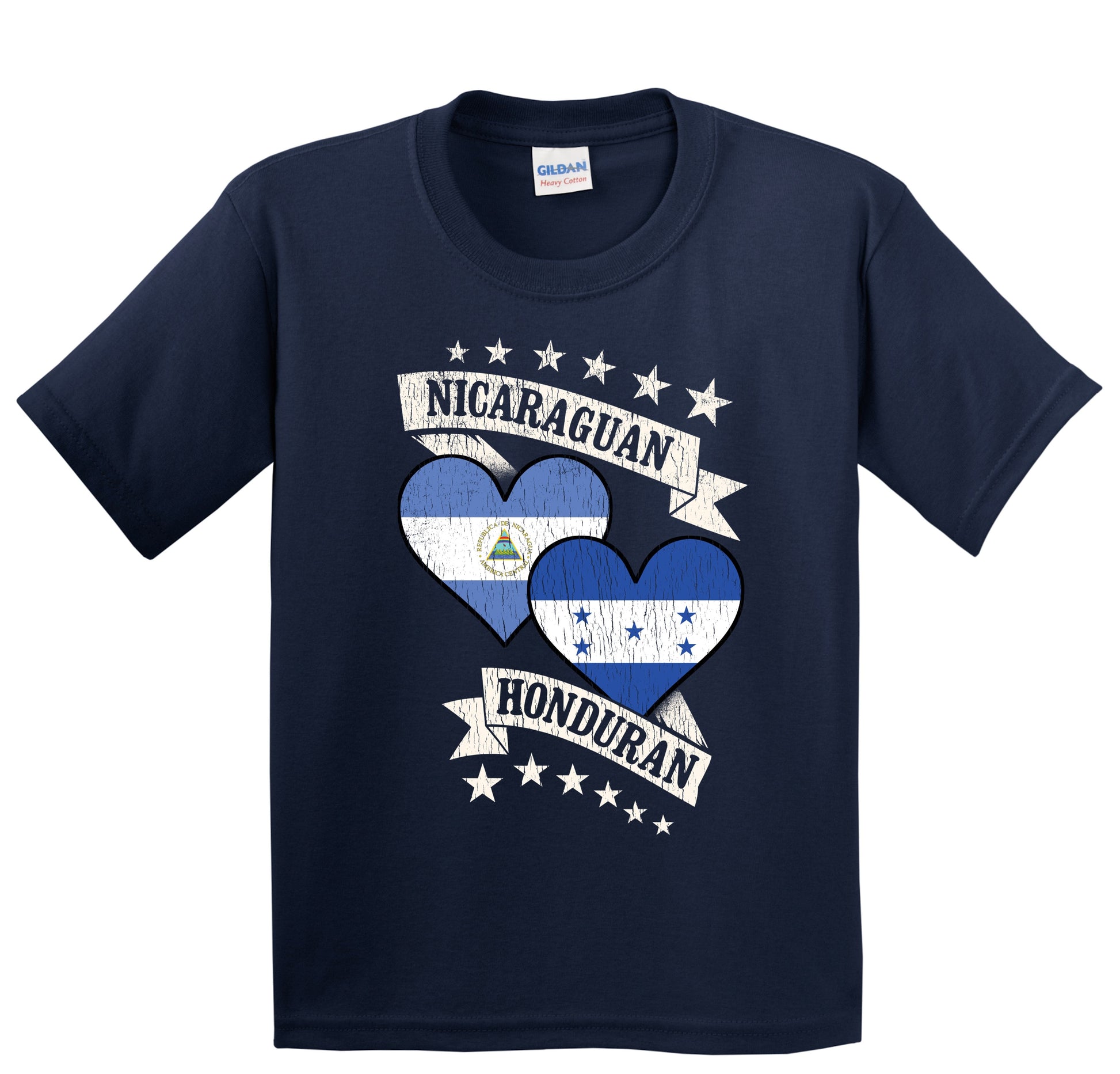 Nicaraguan Honduran Heart Flags Nicaragua Honduras Youth T-Shirt