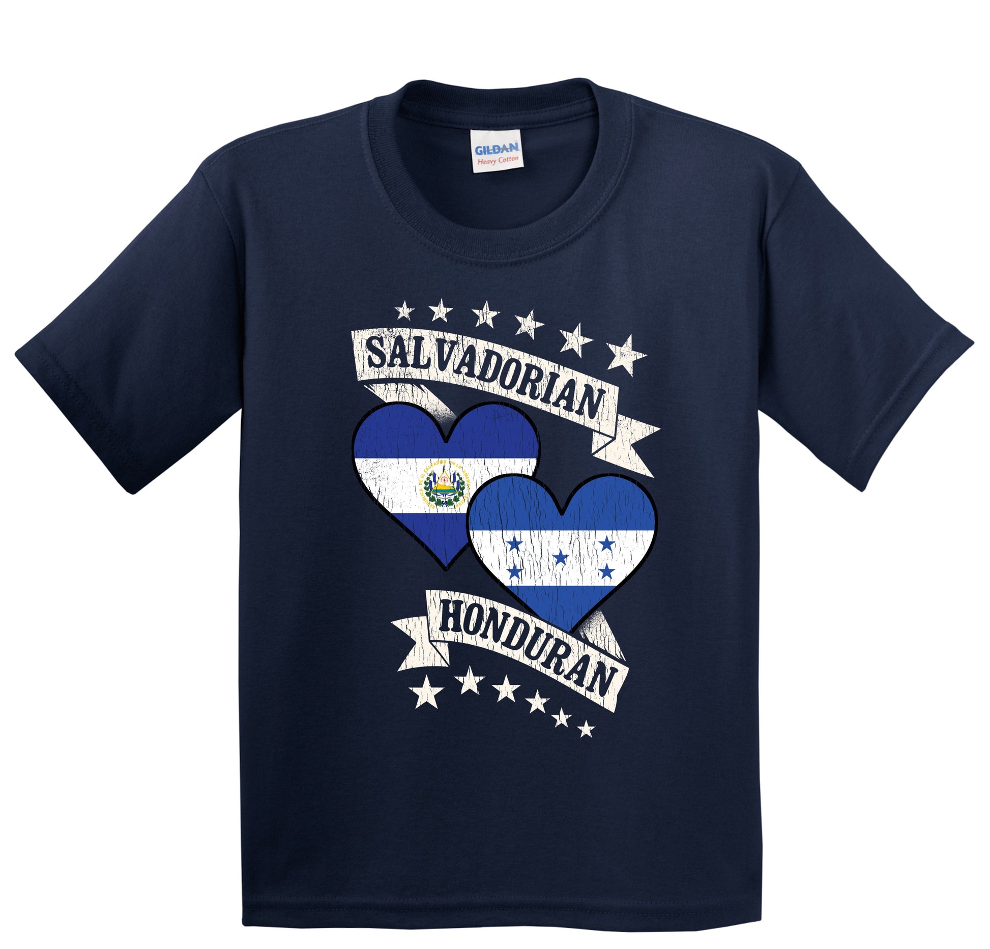 Salvadorian Honduran Heart Flags El Salvador Honduras Youth T-Shirt