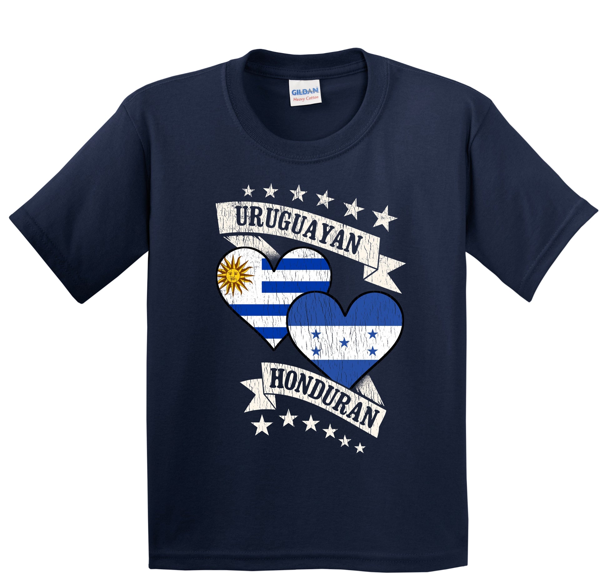 Uruguayan Honduran Heart Flags Uruguay Honduras Youth T-Shirt