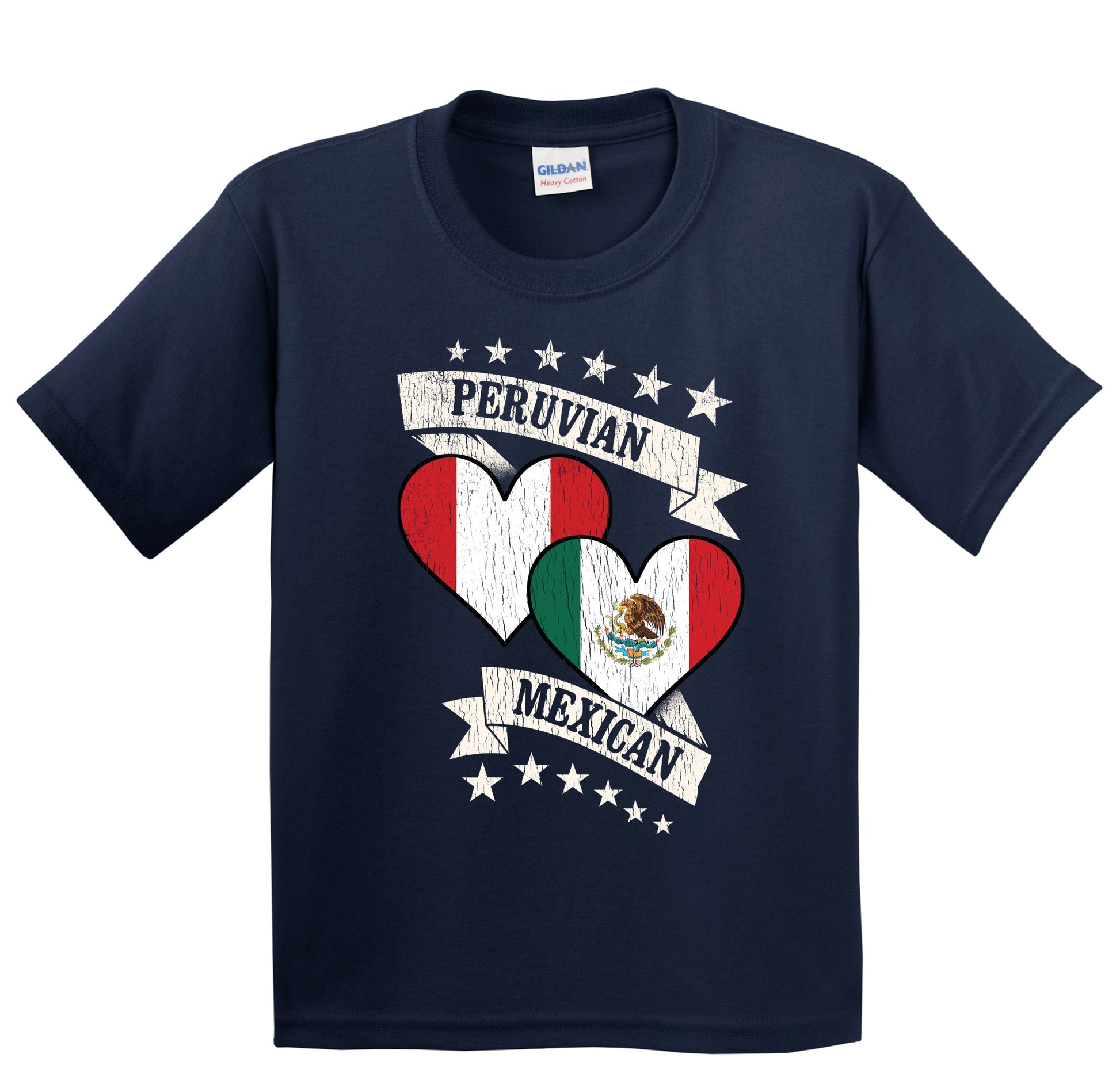 Peruvian Mexican Heart Flags Peru Mexico Youth T-Shirt