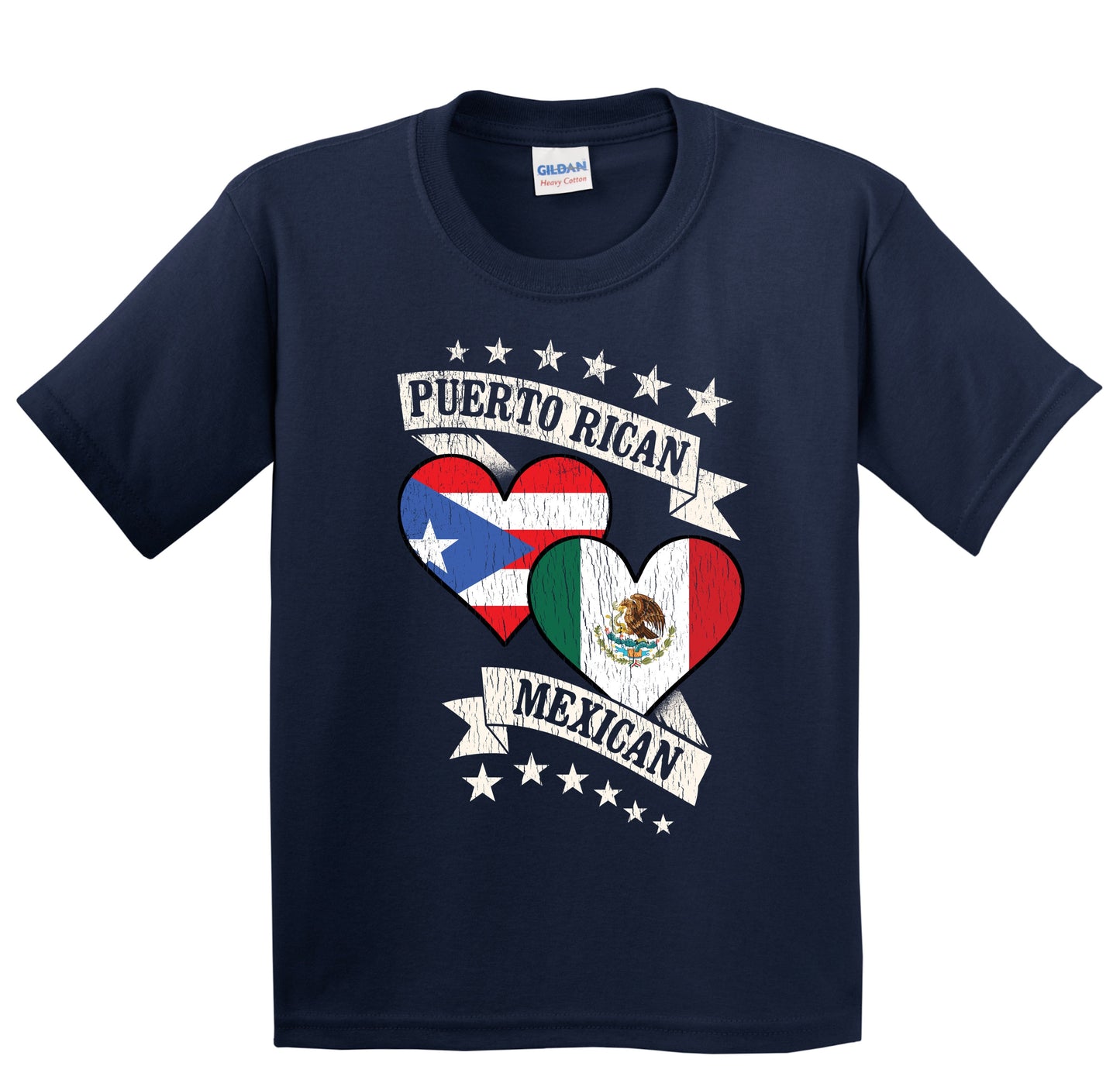 Puerto Rican Mexican Heart Flags Puerto Rico Mexico Youth T-Shirt