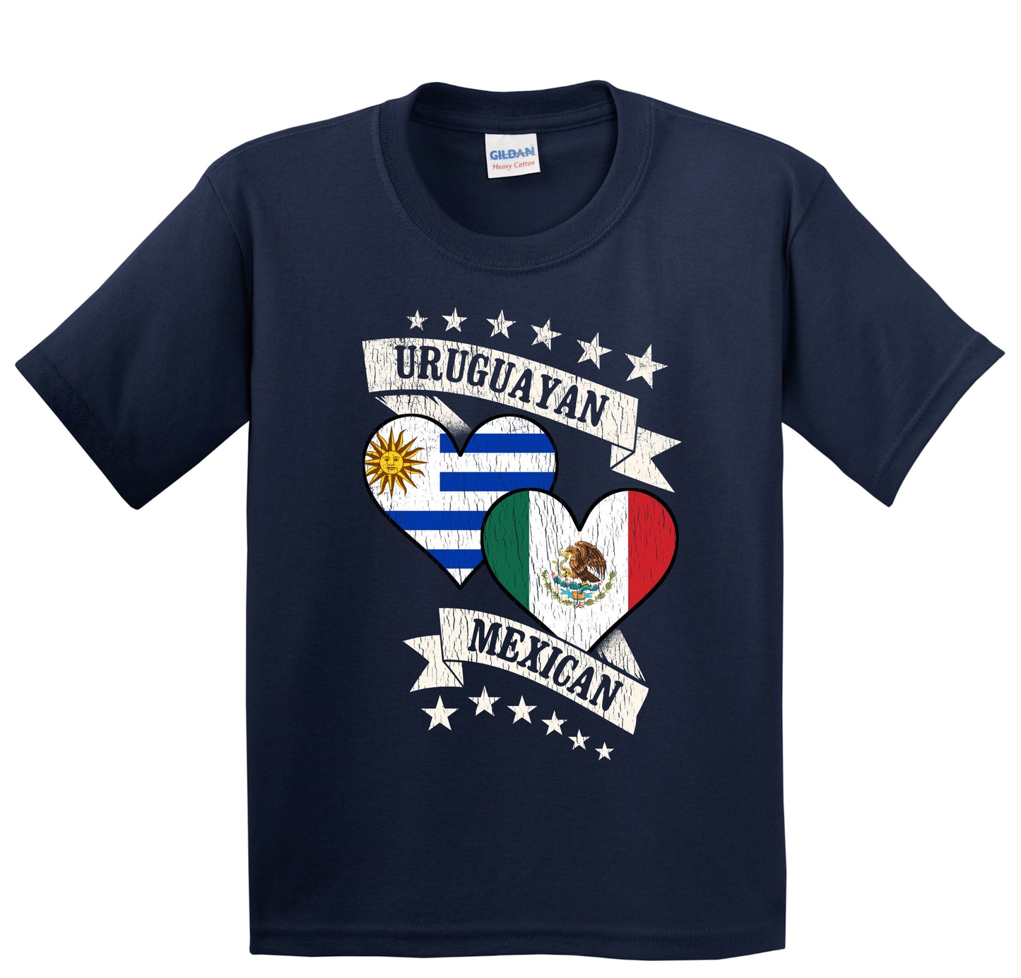 Uruguayan Mexican Heart Flags Uruguay Mexico Youth T-Shirt