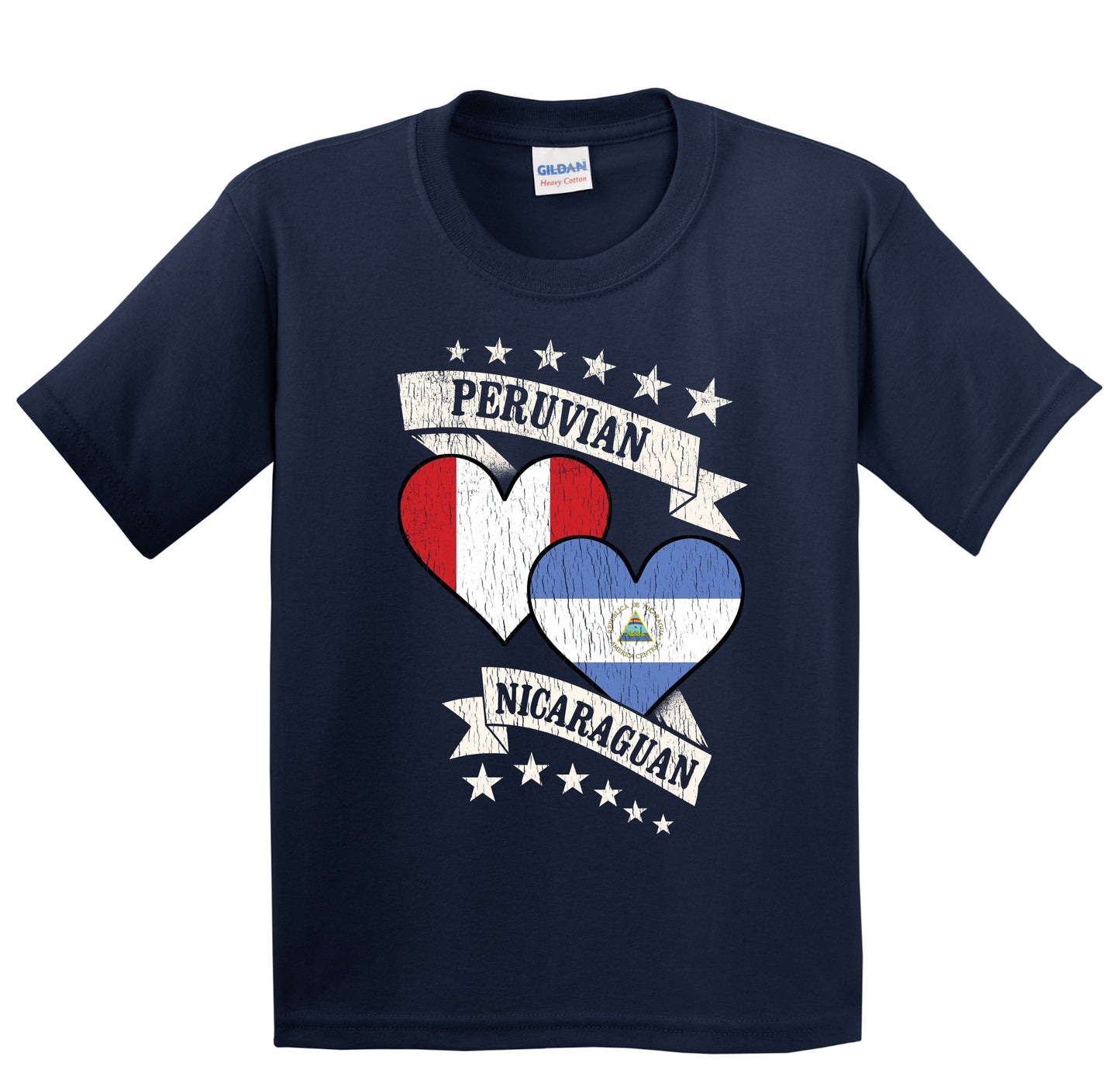 Peruvian Nicaraguan Heart Flags Peru Nicaragua Youth T-Shirt