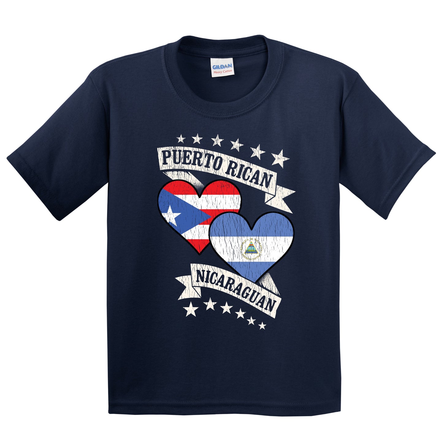 Puerto Rican Nicaraguan Heart Flags Puerto Rico Nicaragua Youth T-Shirt