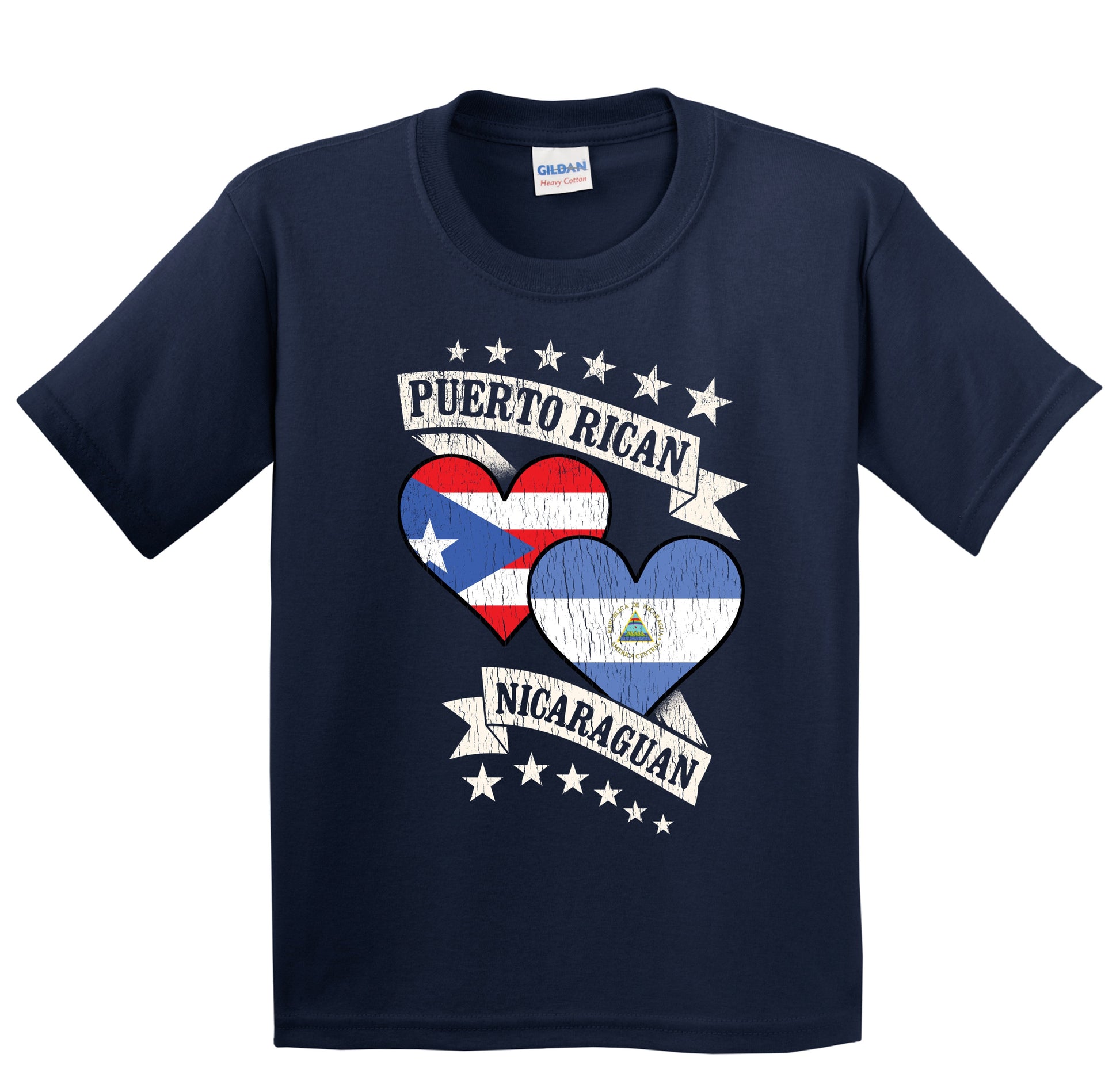 Puerto Rican Nicaraguan Heart Flags Puerto Rico Nicaragua Youth T-Shirt