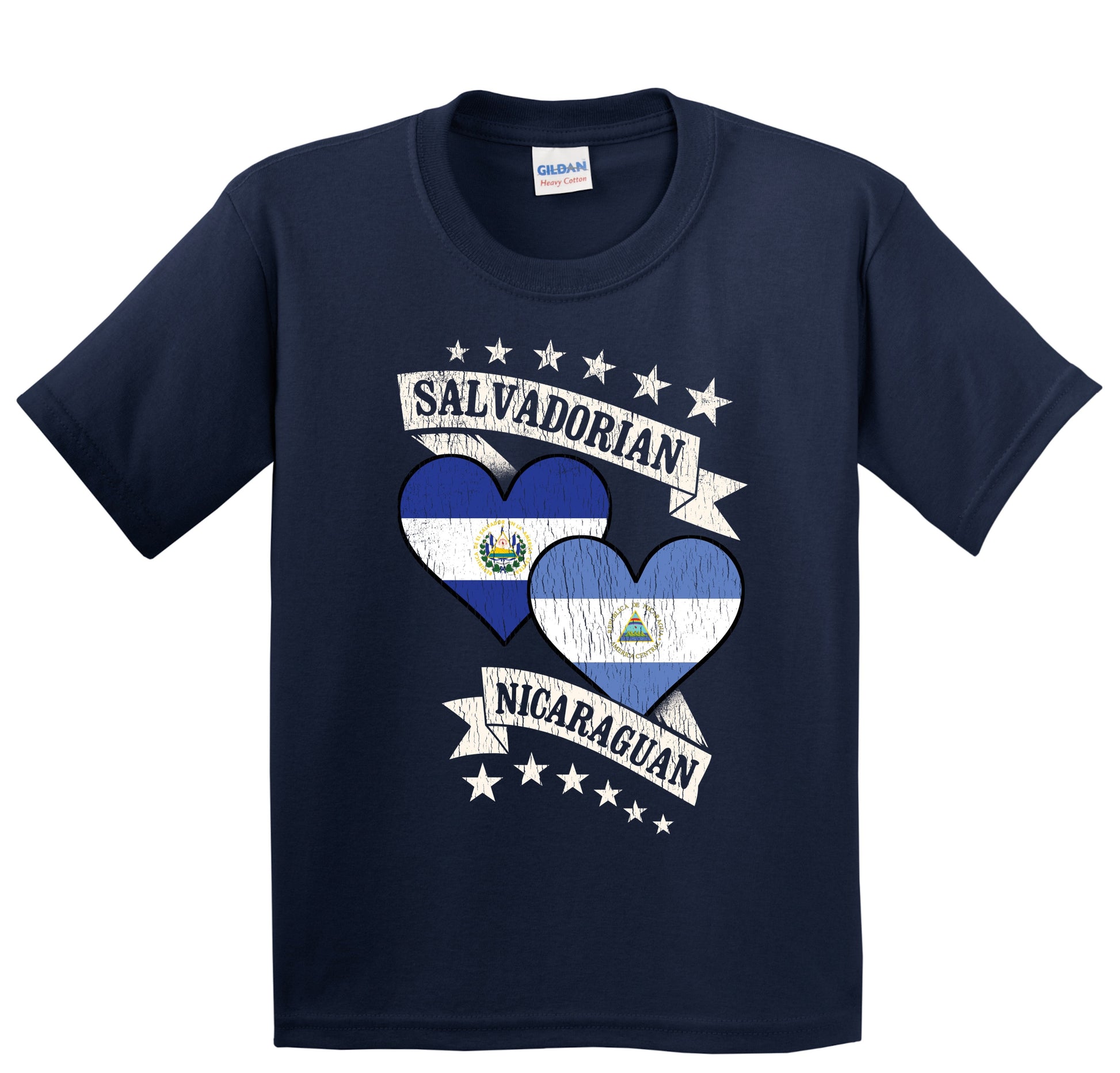 Salvadorian Nicaraguan Heart Flags El Salvador Nicaragua Youth T-Shirt