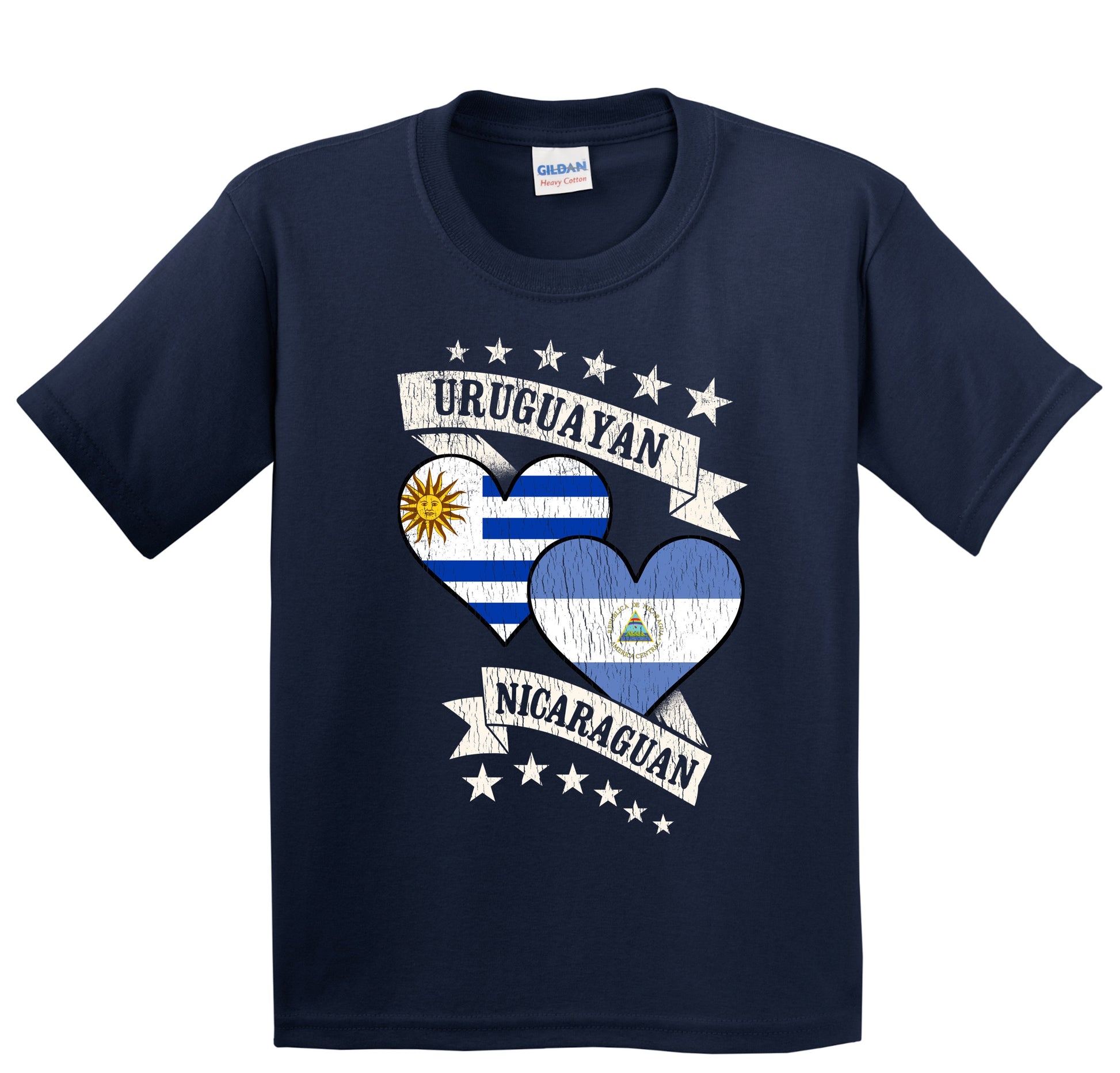 Uruguayan Nicaraguan Heart Flags Uruguay Nicaragua Youth T-Shirt