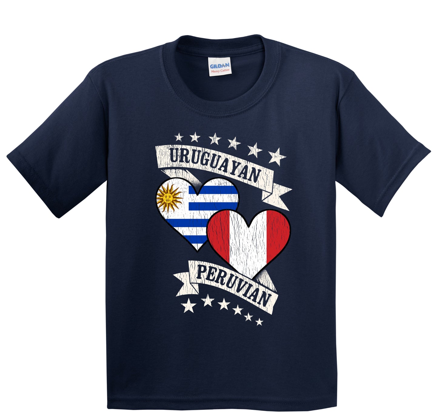 Uruguayan Peruvian Heart Flags Uruguay Peru Youth T-Shirt