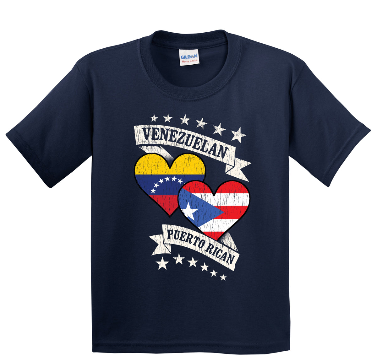 Venezuelan Puerto Rican Heart Flags Venezuela Puerto Rico Youth T-Shirt