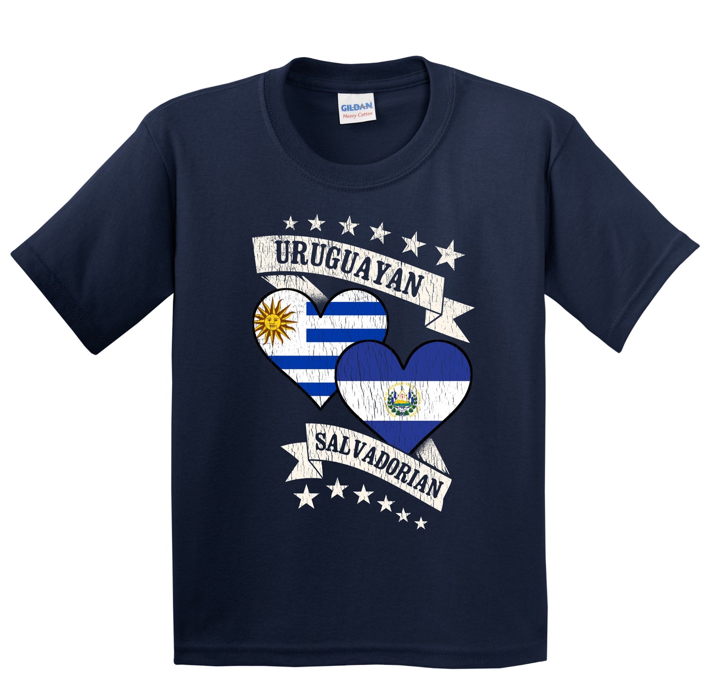 Uruguayan Salvadorian Heart Flags Uruguay El Salvador Youth T-Shirt