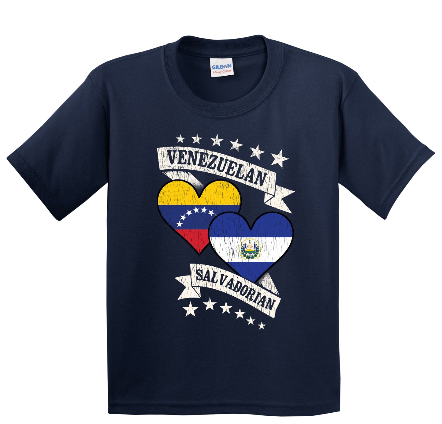 Venezuelan Salvadorian Heart Flags Venezuela El Salvador Youth T-Shirt