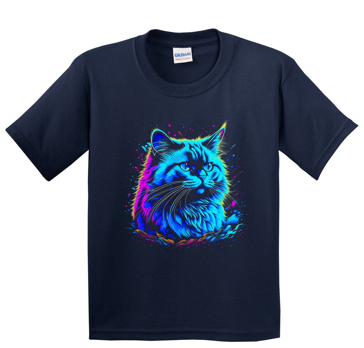 Colorful Bright Birman Cat Vibrant Psychedelic Cat Art Youth T-Shirt