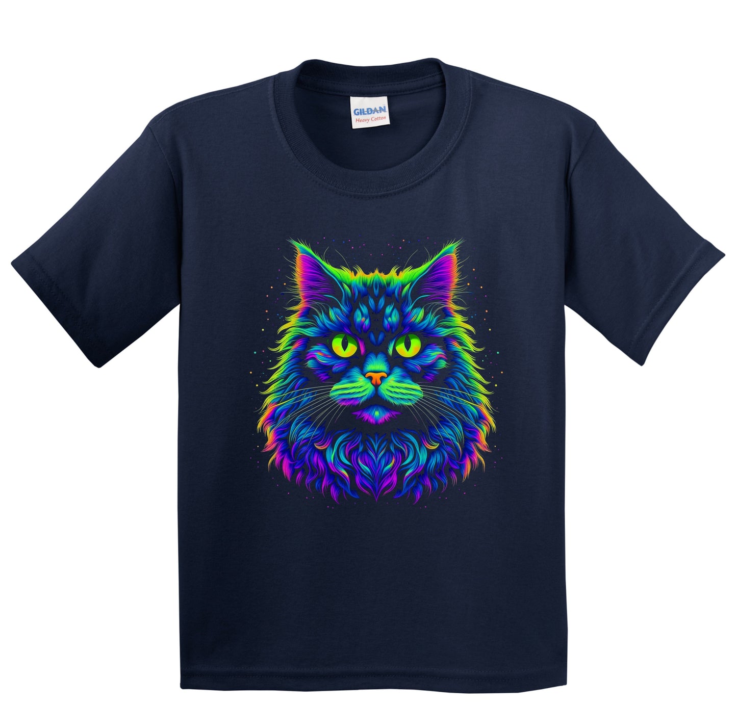 Colorful Bright British Longhair Cat Psychedelic Cat Art Youth T-Shirt