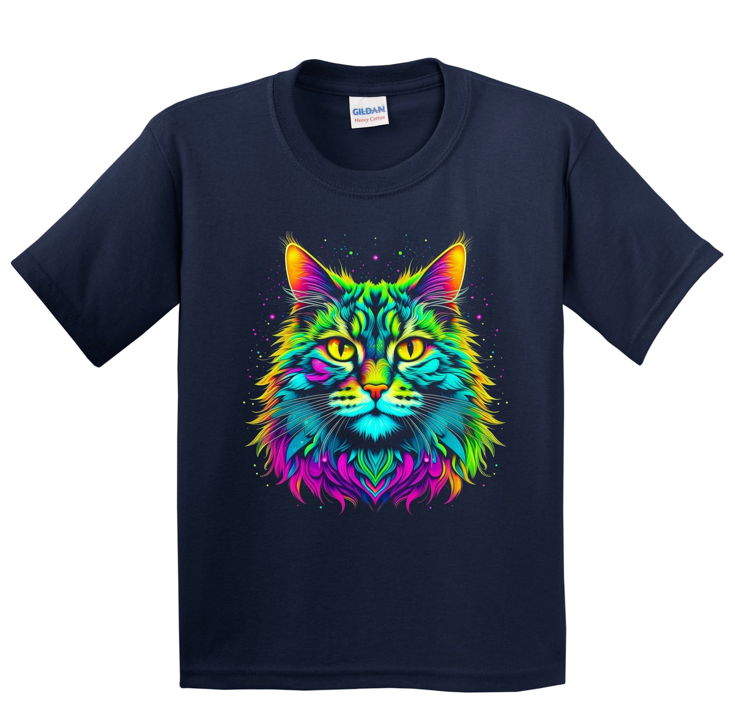 Colorful Bright Maine Coon Cat Vibrant Psychedelic Cat Art Youth T-Shirt