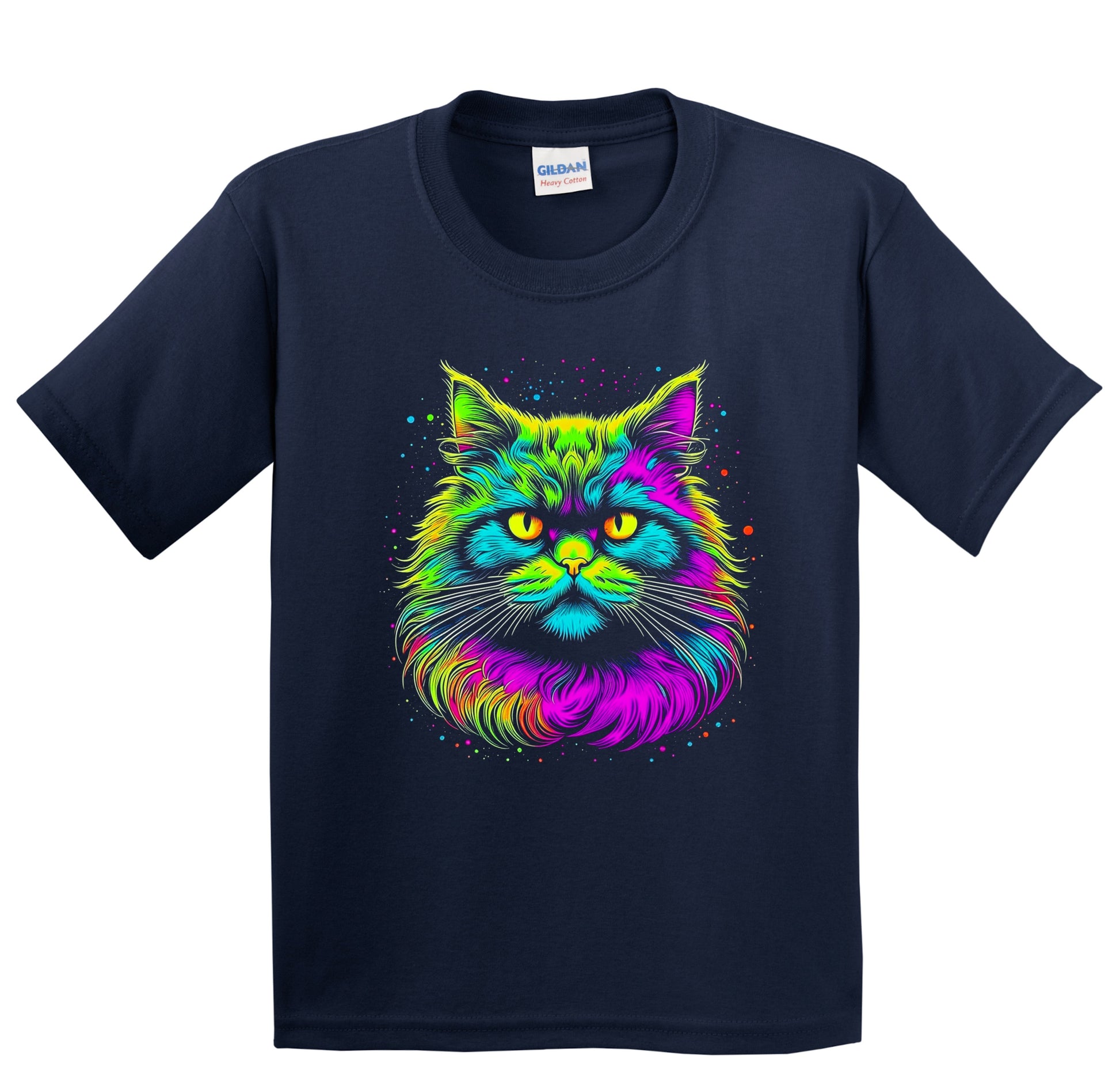 Colorful Bright Persian Cat Vibrant Psychedelic Cat Art Youth T-Shirt