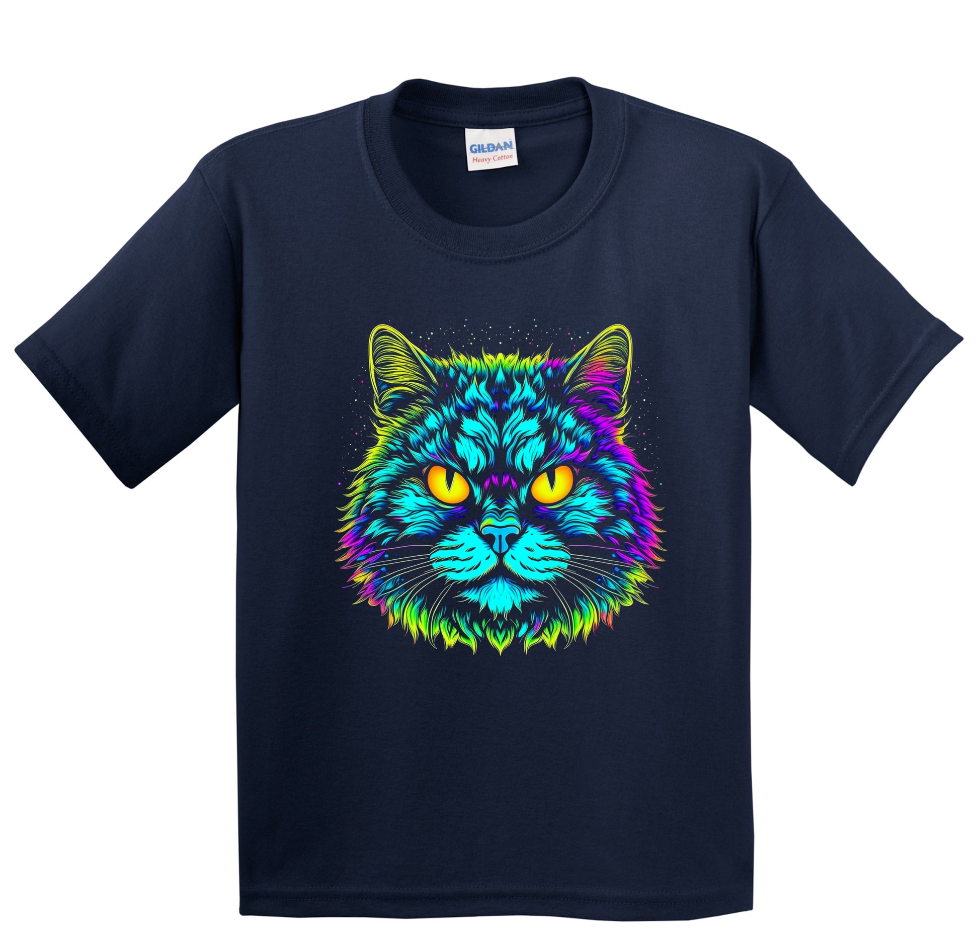 Colorful Bright Selkirk Rex Cat Vibrant Psychedelic Cat Art Youth T-Shirt