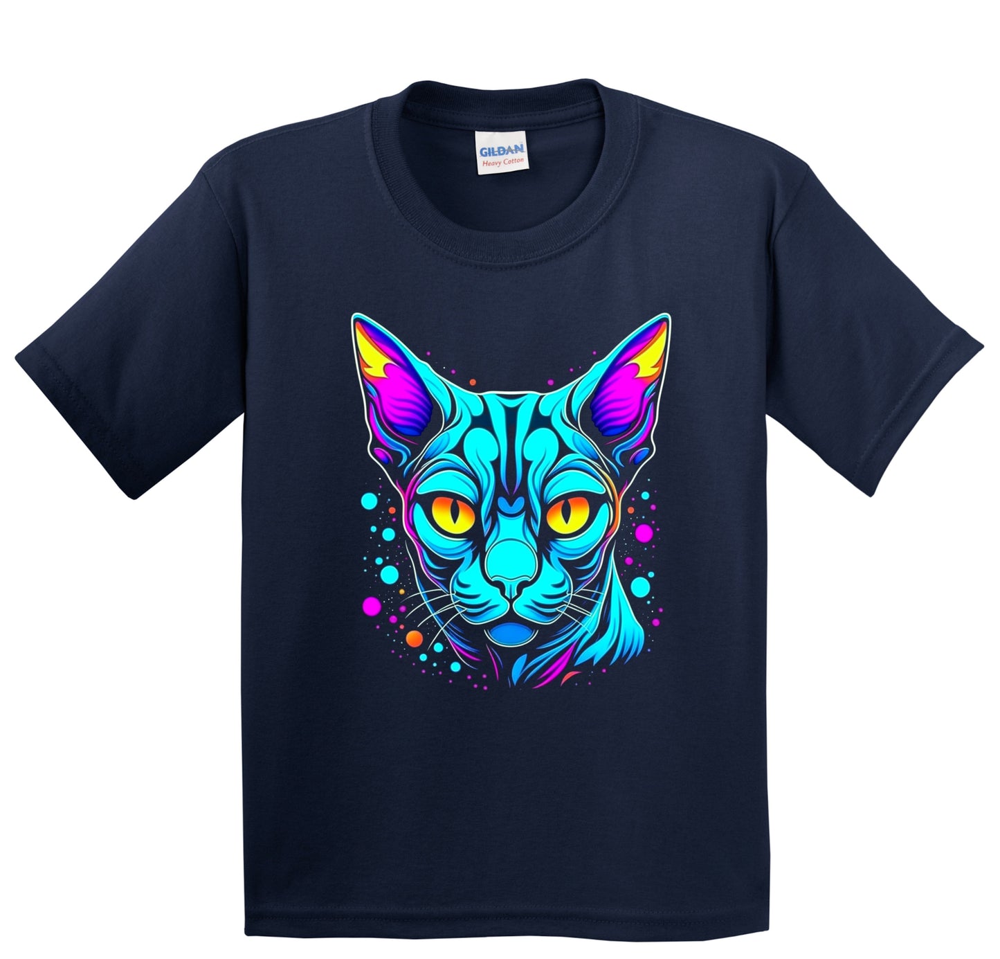 Colorful Bright Sphynx Cat Vibrant Psychedelic Cat Art Youth T-Shirt