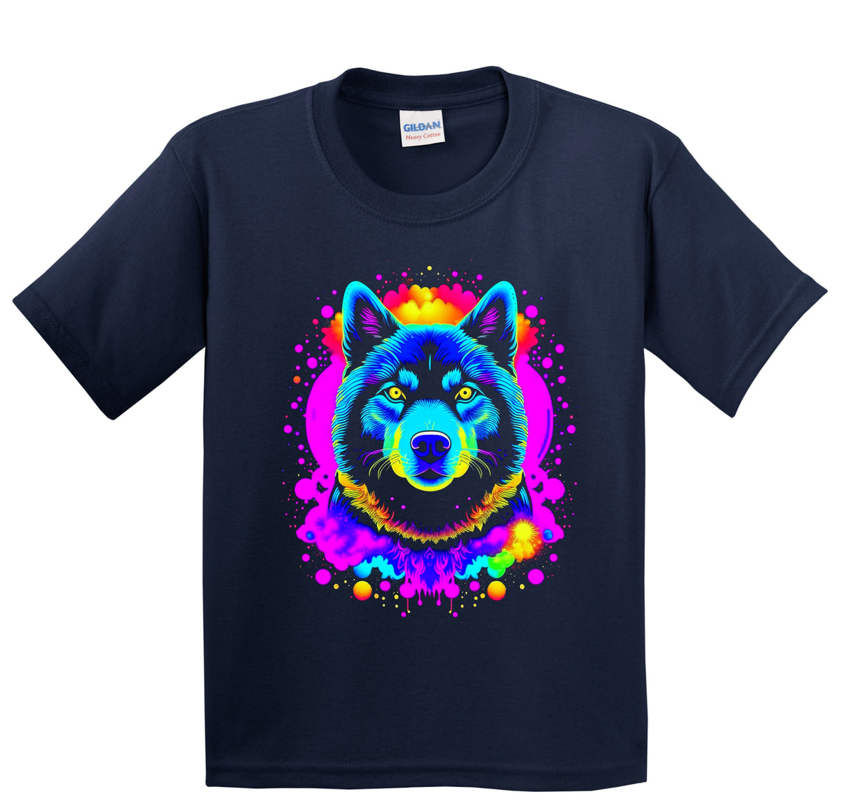 Colorful Bright Akita Vibrant Psychedelic Dog Art Youth T-Shirt