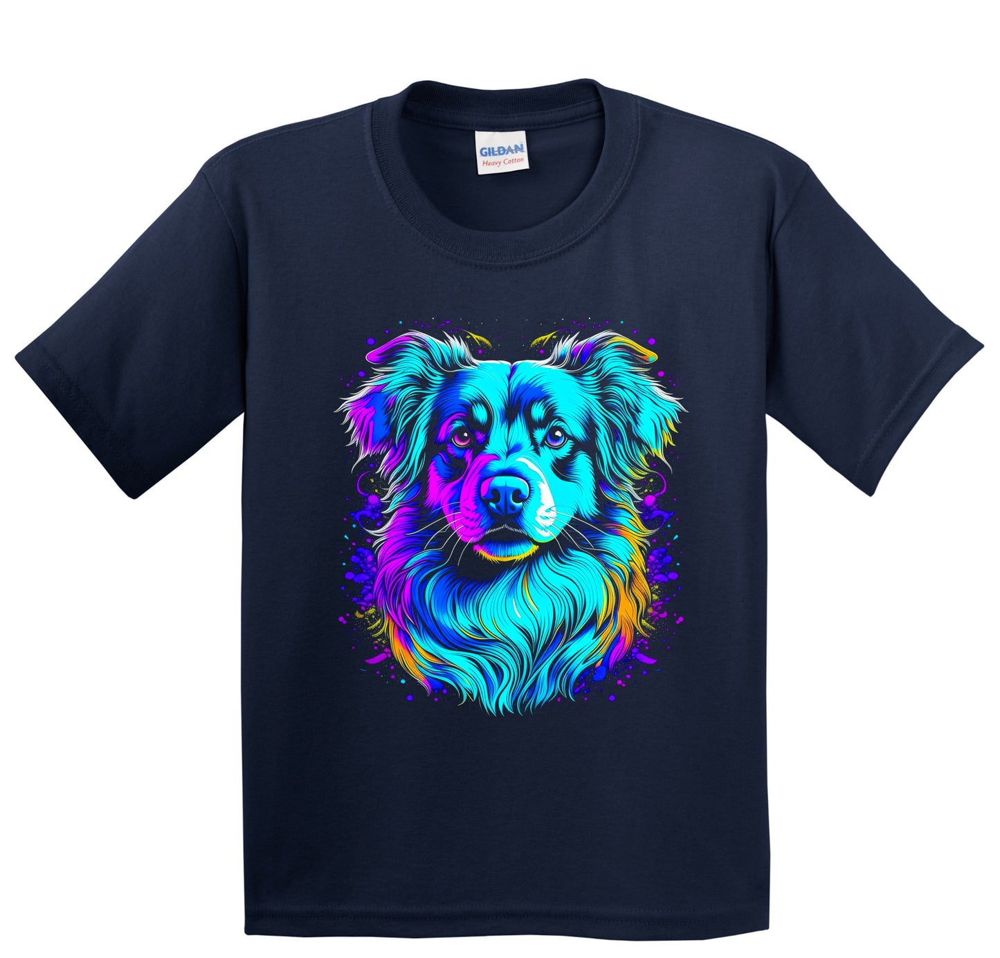 Colorful Bright Aussie Shepherd Vibrant Psychedelic Dog Art Youth T-Shirt