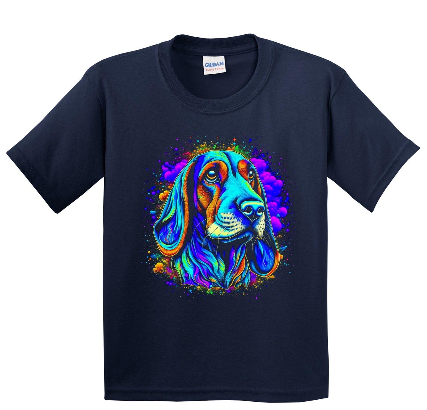 Colorful Bright Basset Hound Vibrant Psychedelic Dog Art Youth T-Shirt