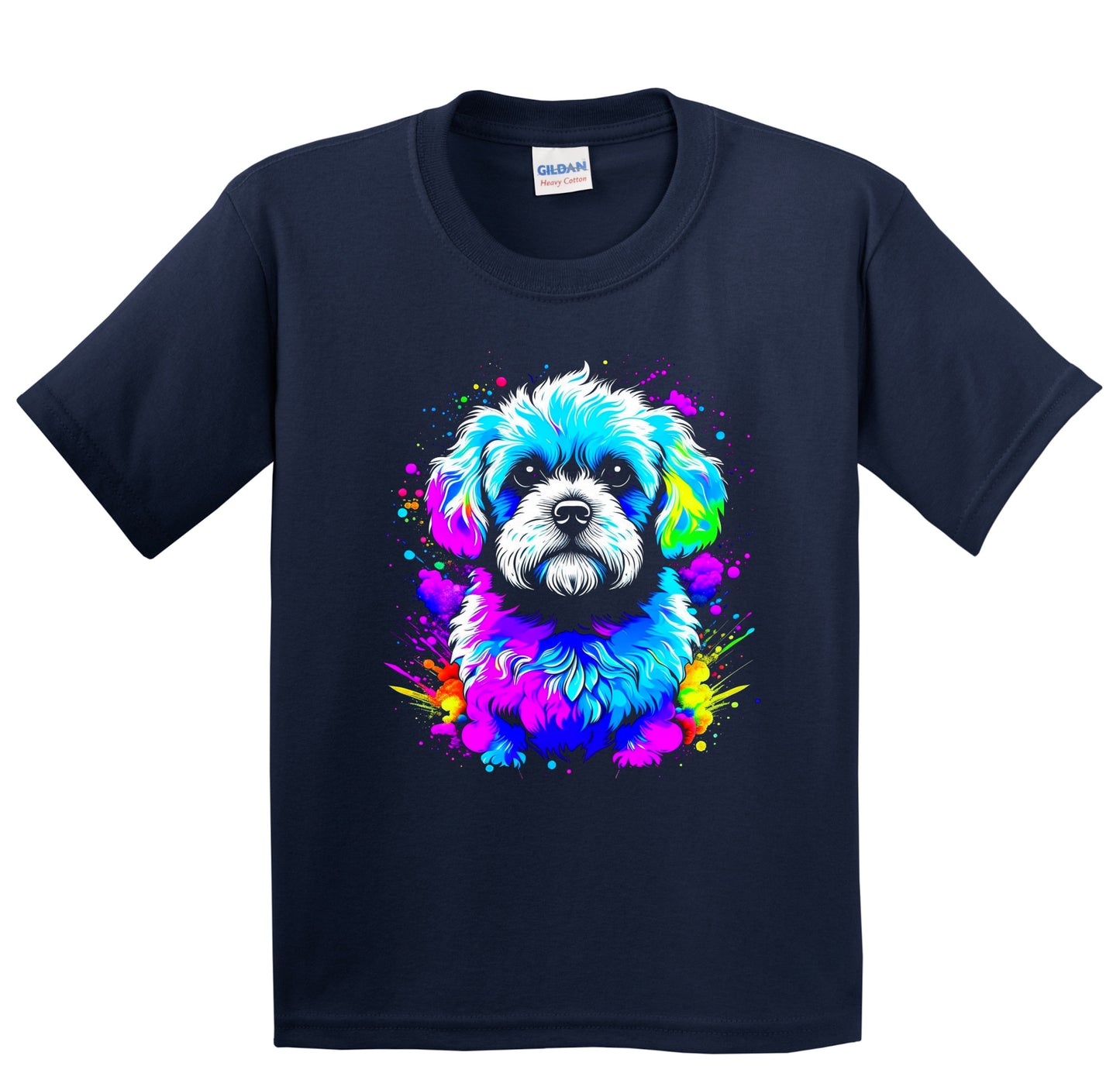 Colorful Bright Bichon Frise Vibrant Psychedelic Dog Art Youth T-Shirt