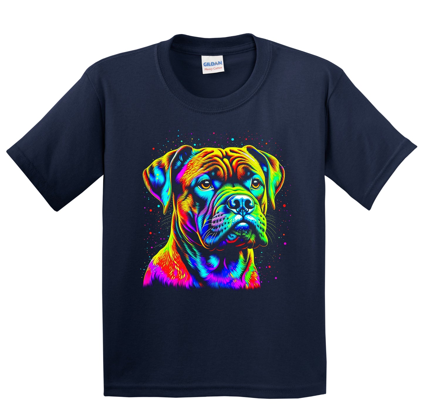 Colorful Bright Boxer Vibrant Psychedelic Dog Art Youth T-Shirt