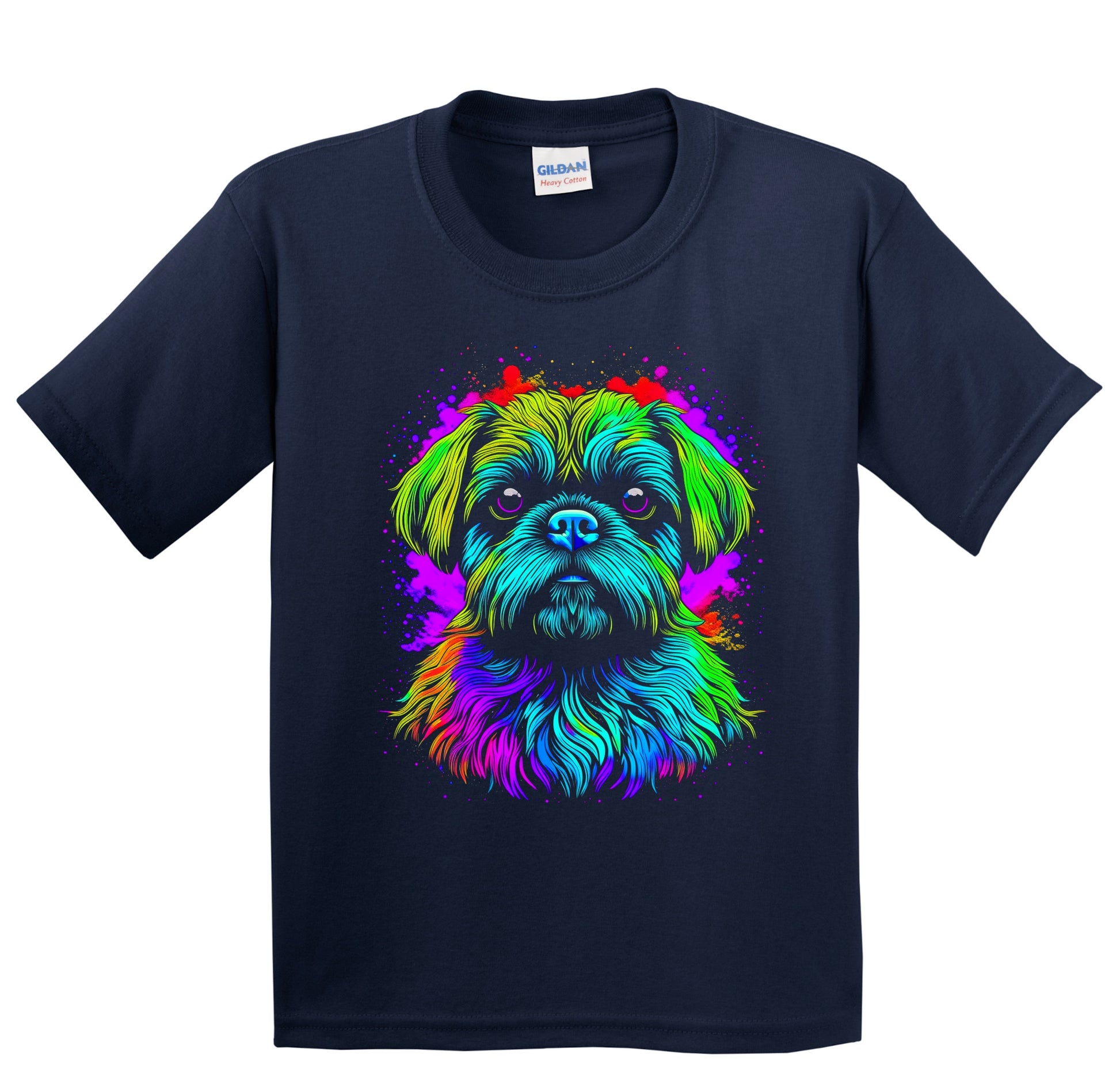 Colorful Bright Brussels Griffon Vibrant Psychedelic Dog Art Youth T-Shirt