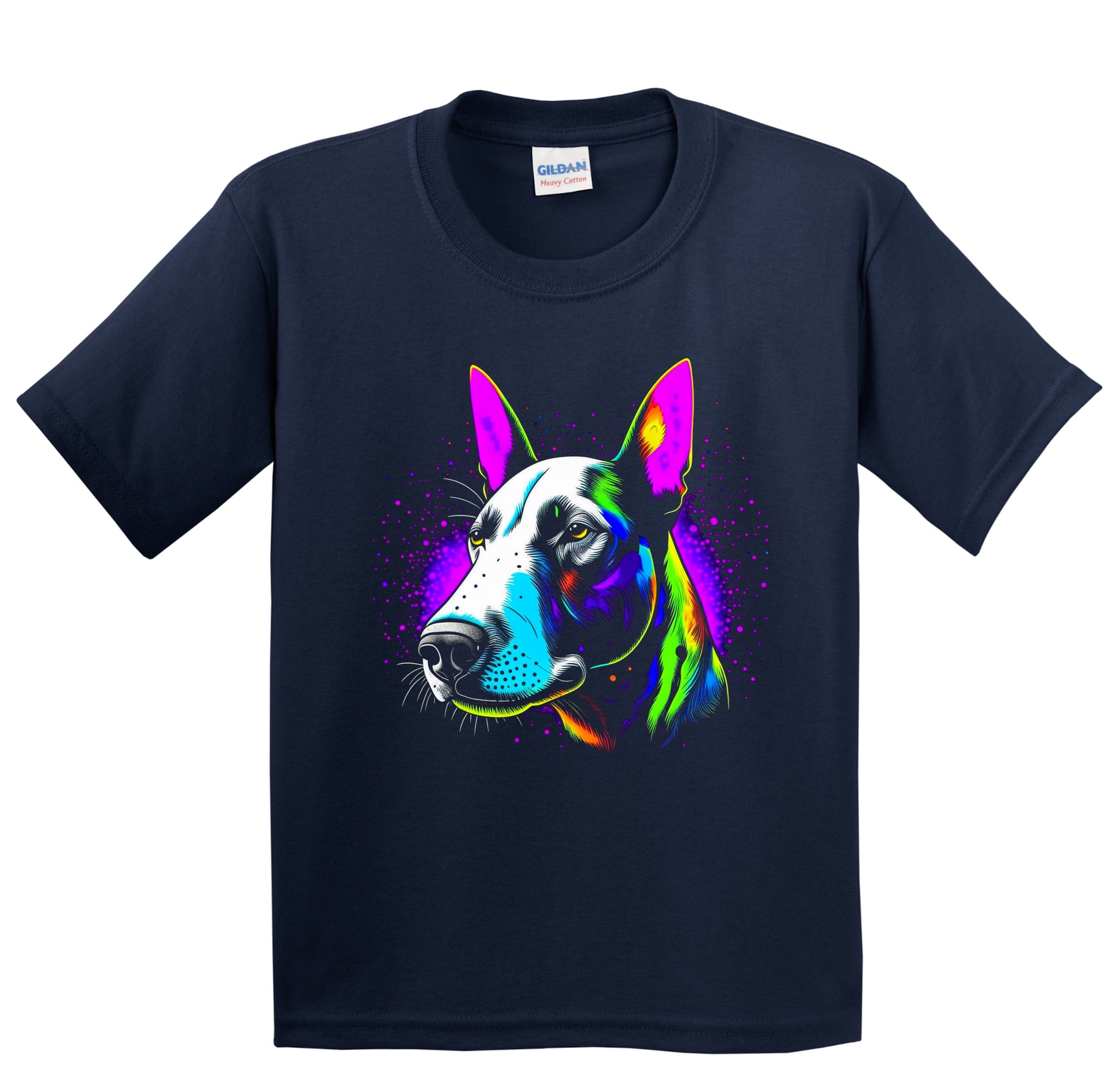 Colorful Bright Bull Terrier Vibrant Psychedelic Dog Art Youth T-Shirt