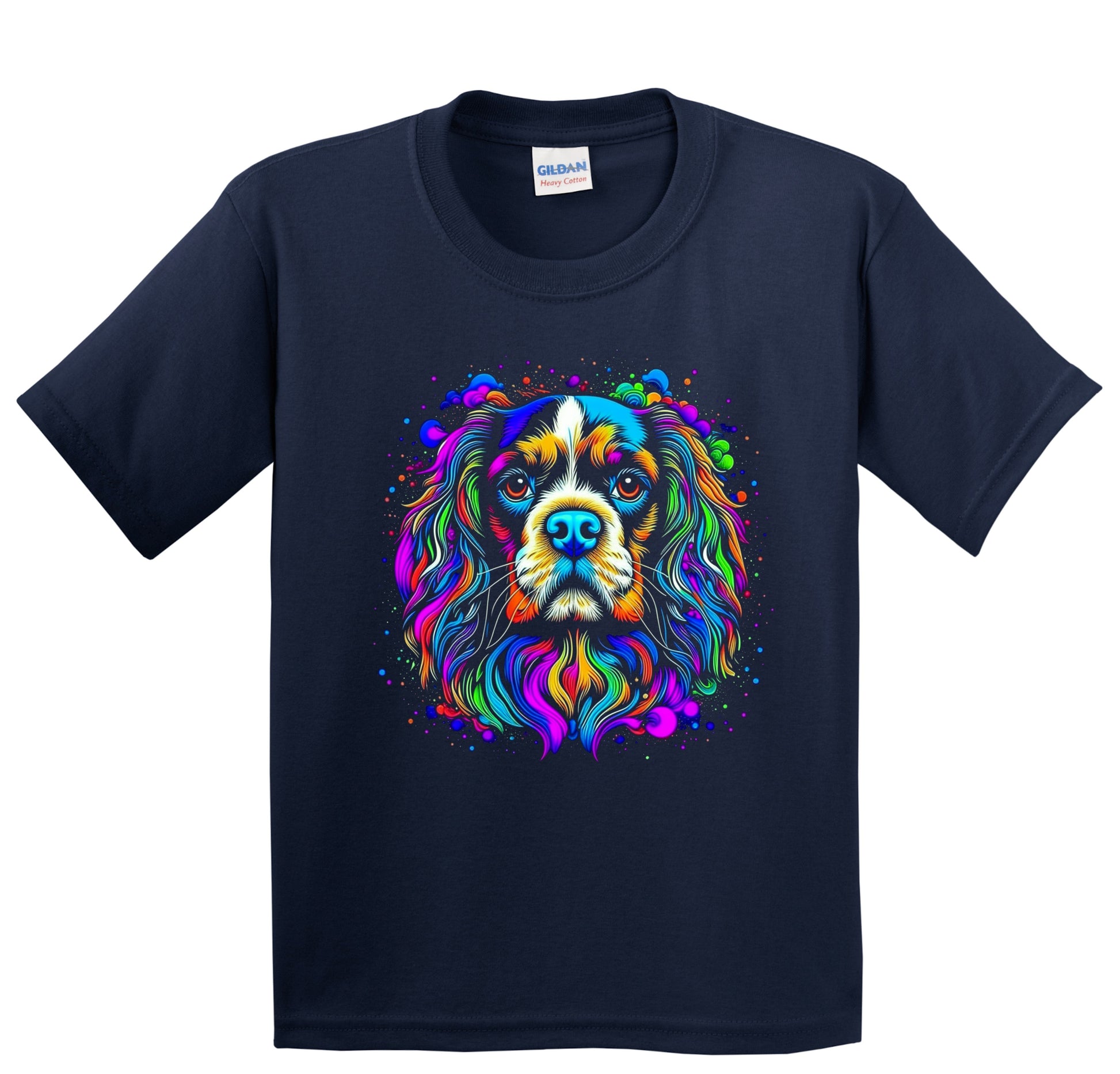 Colorful Bright Cavalier King Charles Spaniel Vibrant Art Youth T-Shirt