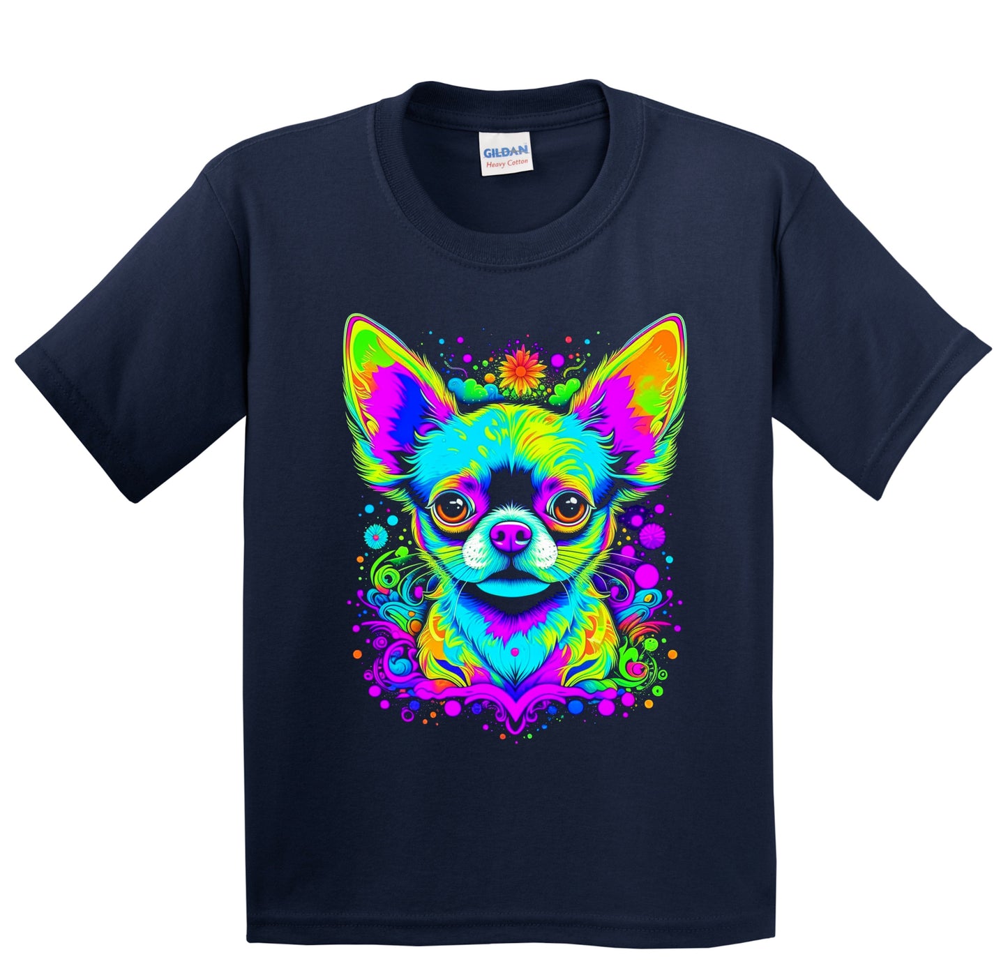 Colorful Bright Chihuahua Vibrant Psychedelic Dog Art Youth T-Shirt