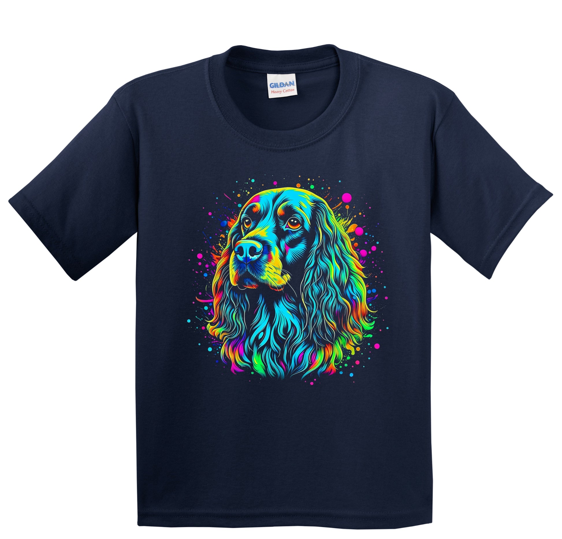 Colorful Bright Cocker Spaniel Vibrant Psychedelic Dog Art Youth T-Shirt