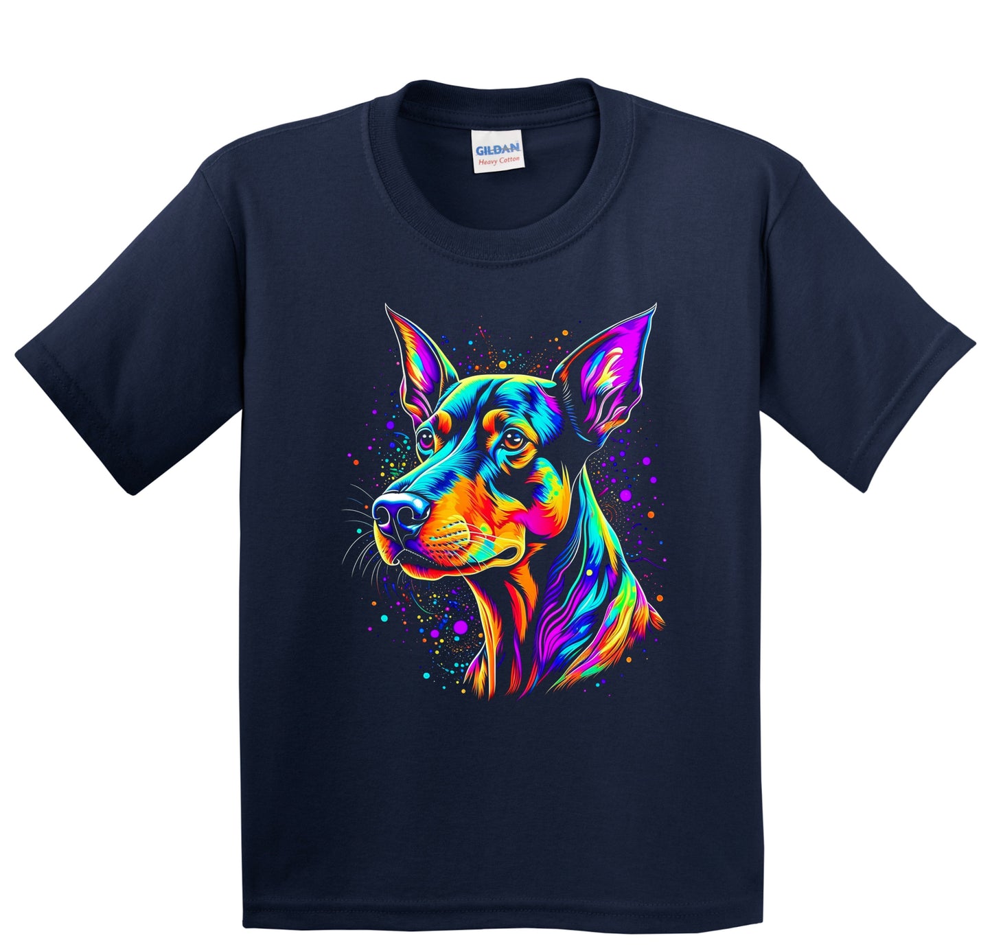 Colorful Bright Doberman Pinscher Vibrant Psychedelic Art Youth T-Shirt