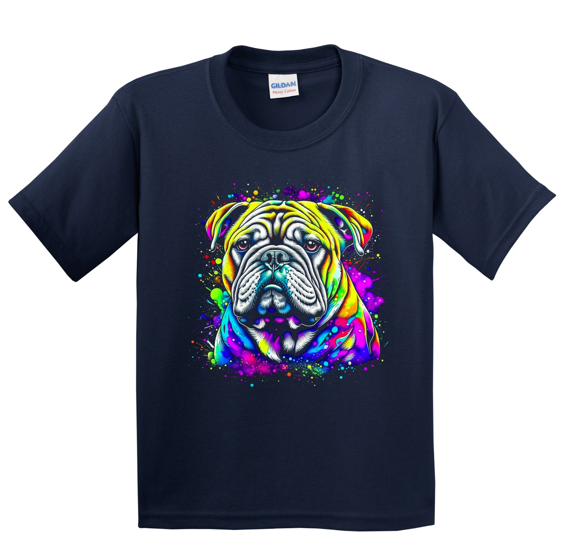 Colorful Bright English Bulldog Vibrant Psychedelic Dog Art Youth T-Shirt