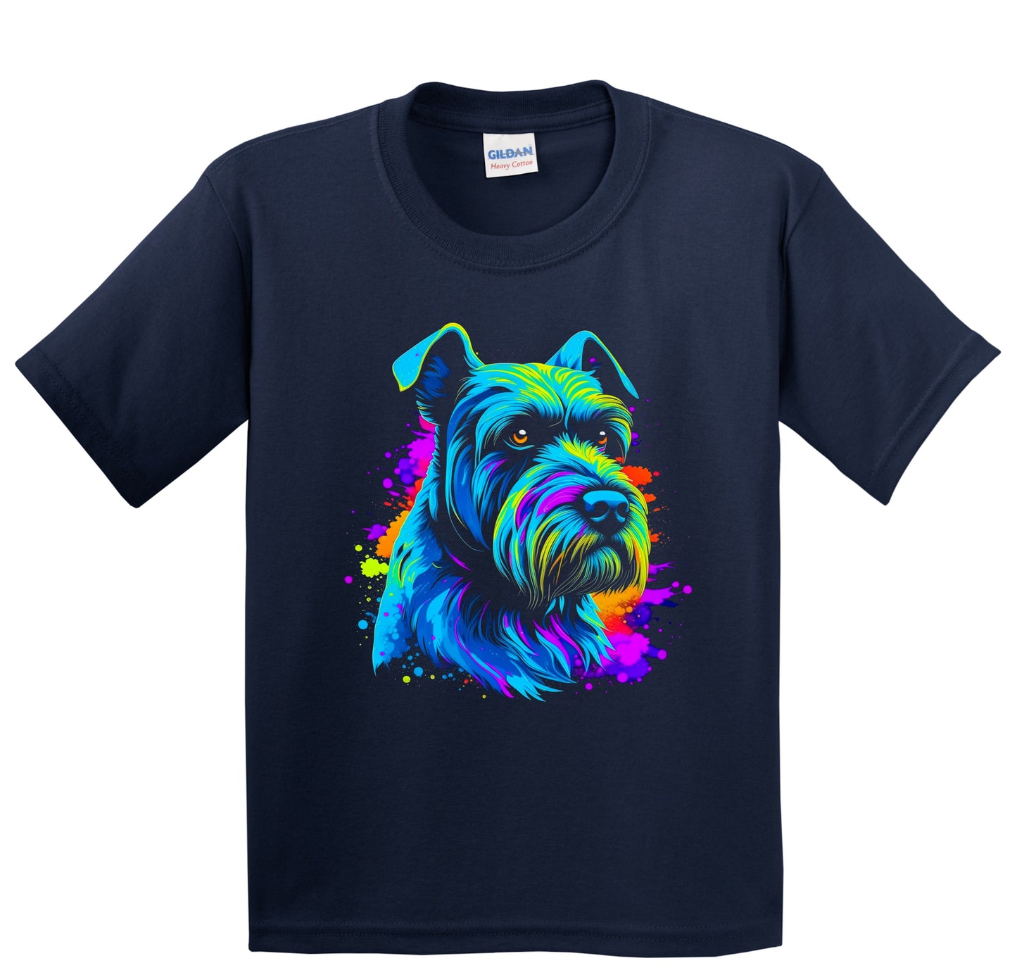 Colorful Bright Giant Schnauzer Vibrant Psychedelic Dog Art Youth T-Shirt