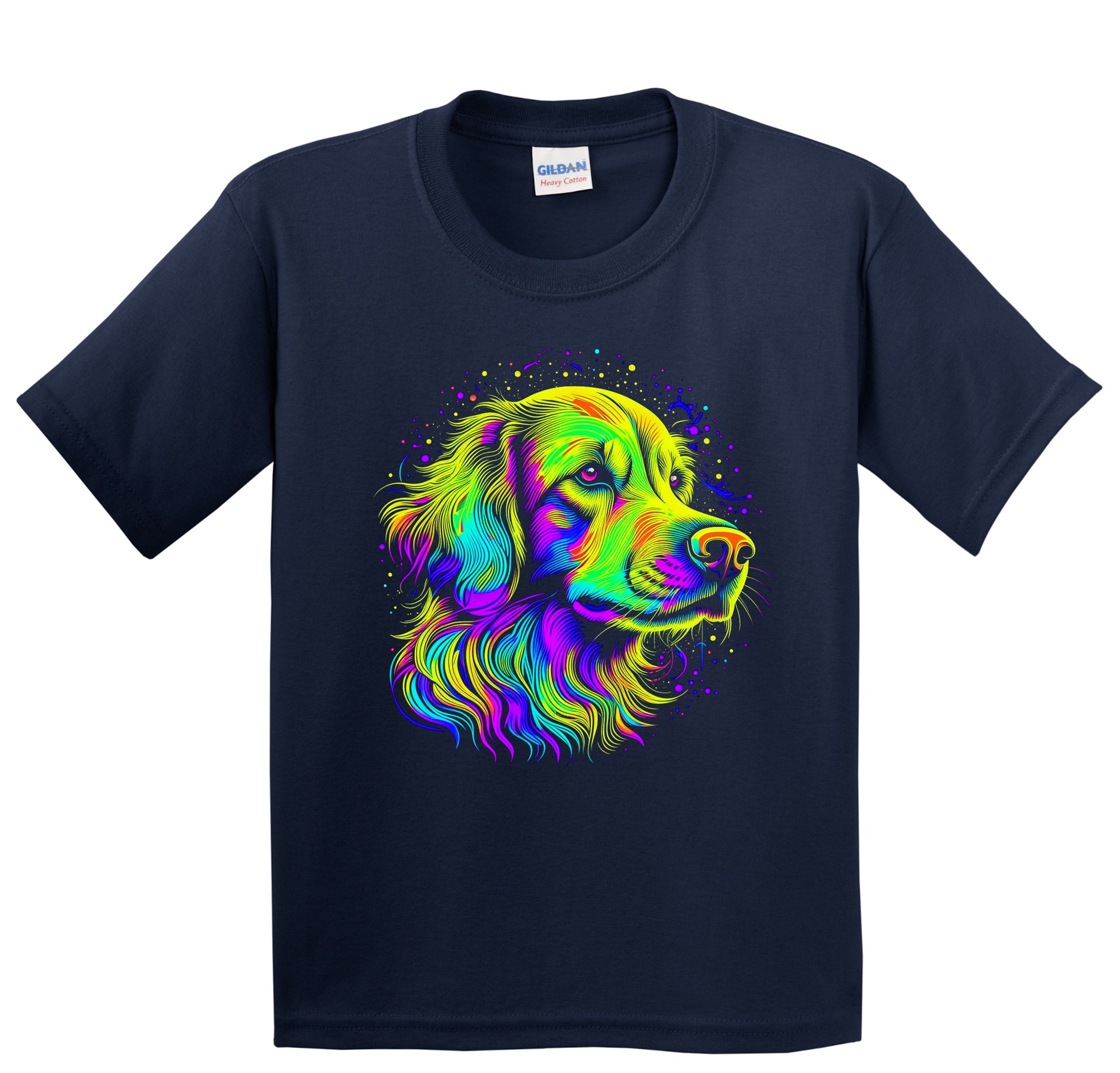 Colorful Bright Golden Retriever Vibrant Psychedelic Dog Art Youth T-Shirt