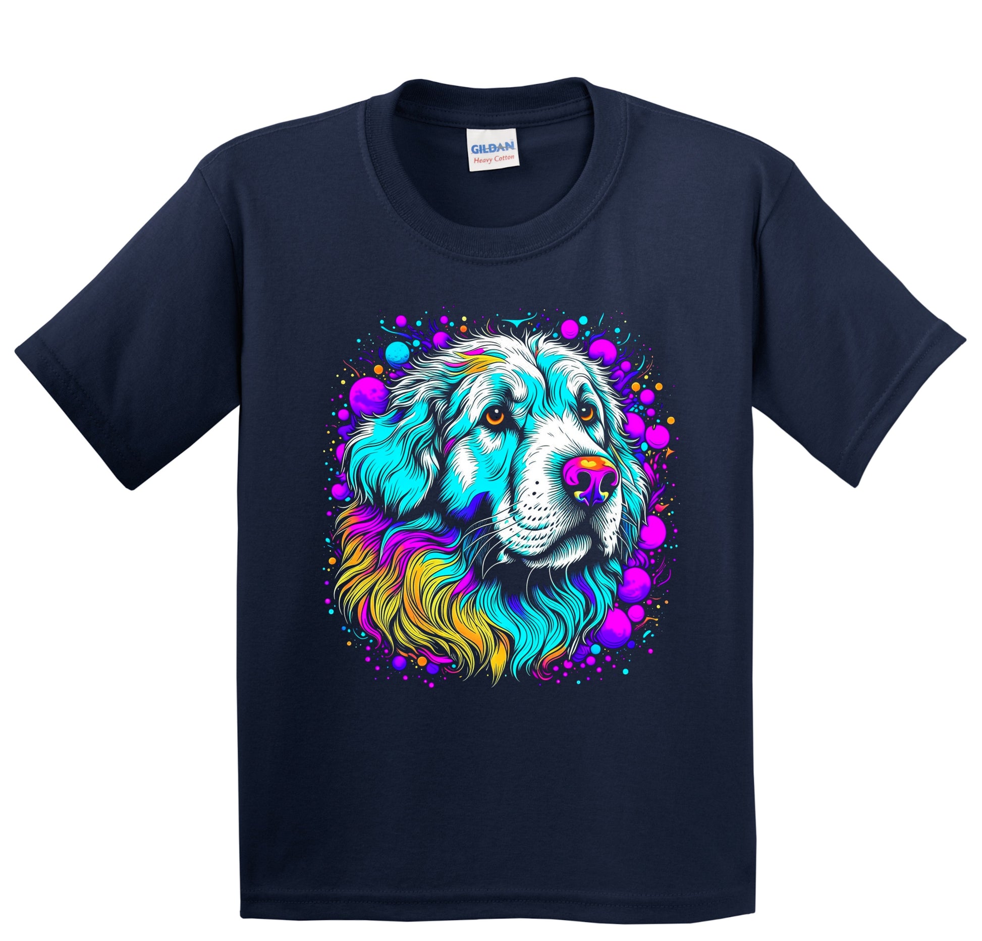 Colorful Bright Great Pyrenees Vibrant Psychedelic Dog Art Youth T-Shirt