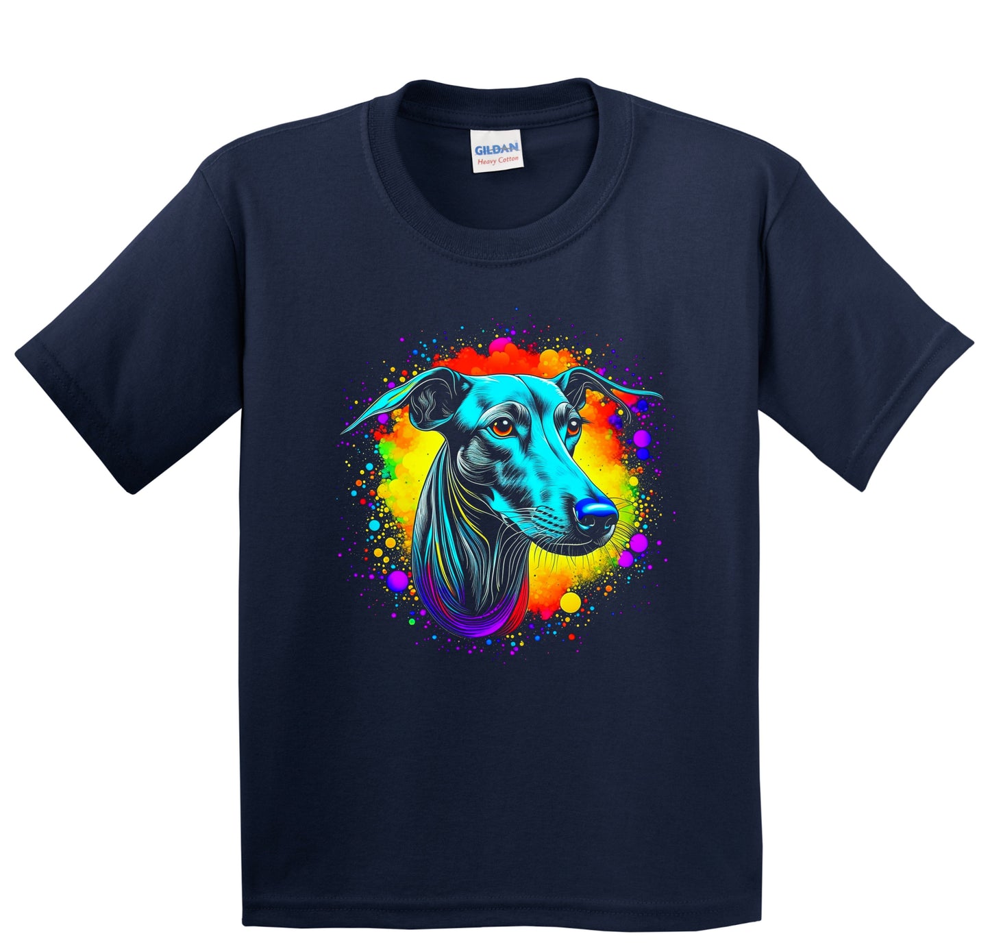 Colorful Bright Greyhound Vibrant Psychedelic Dog Art Youth T-Shirt