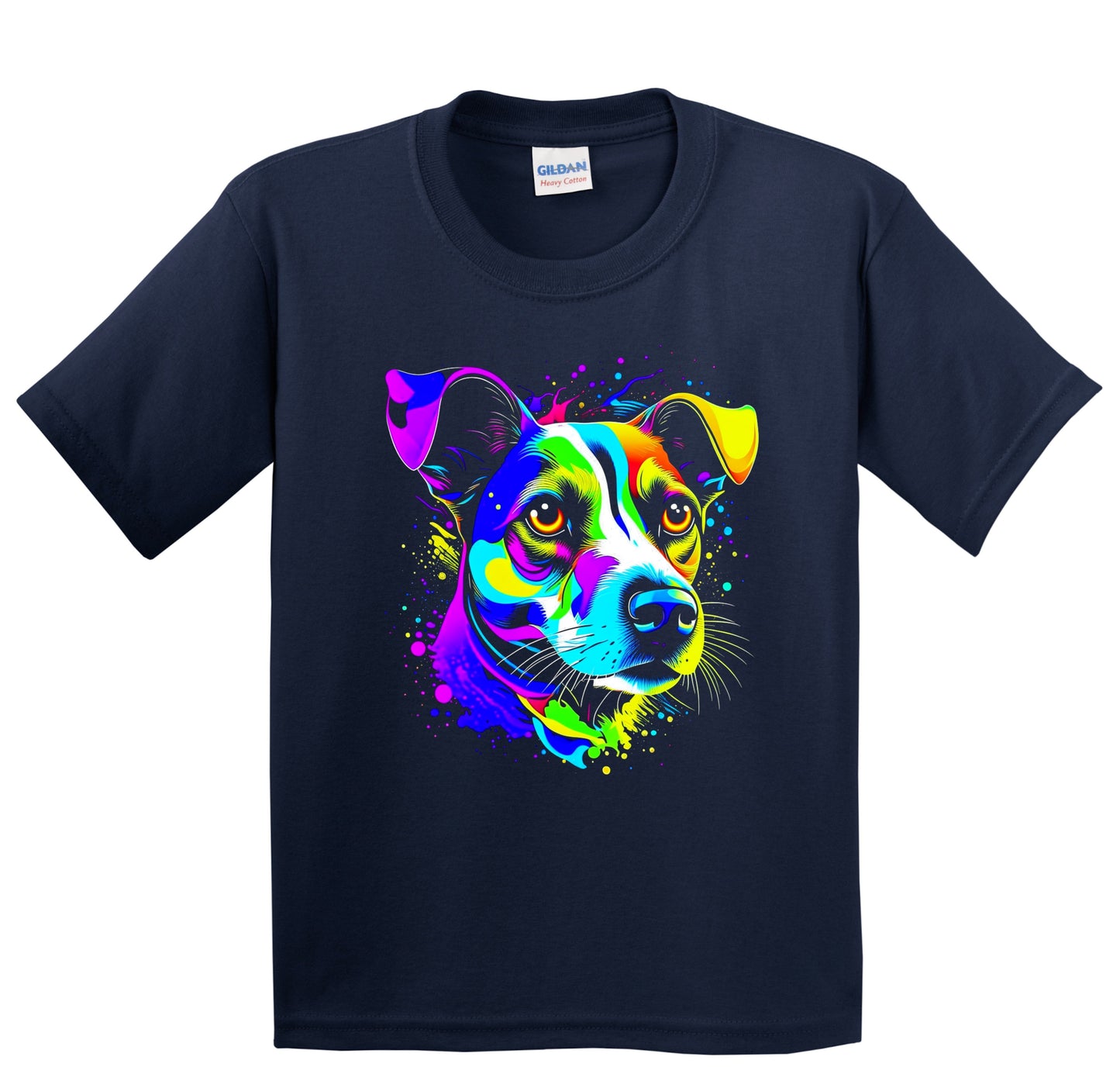 Colorful Bright Jack Russell Terrier Vibrant Psychedelic Art Youth T-Shirt