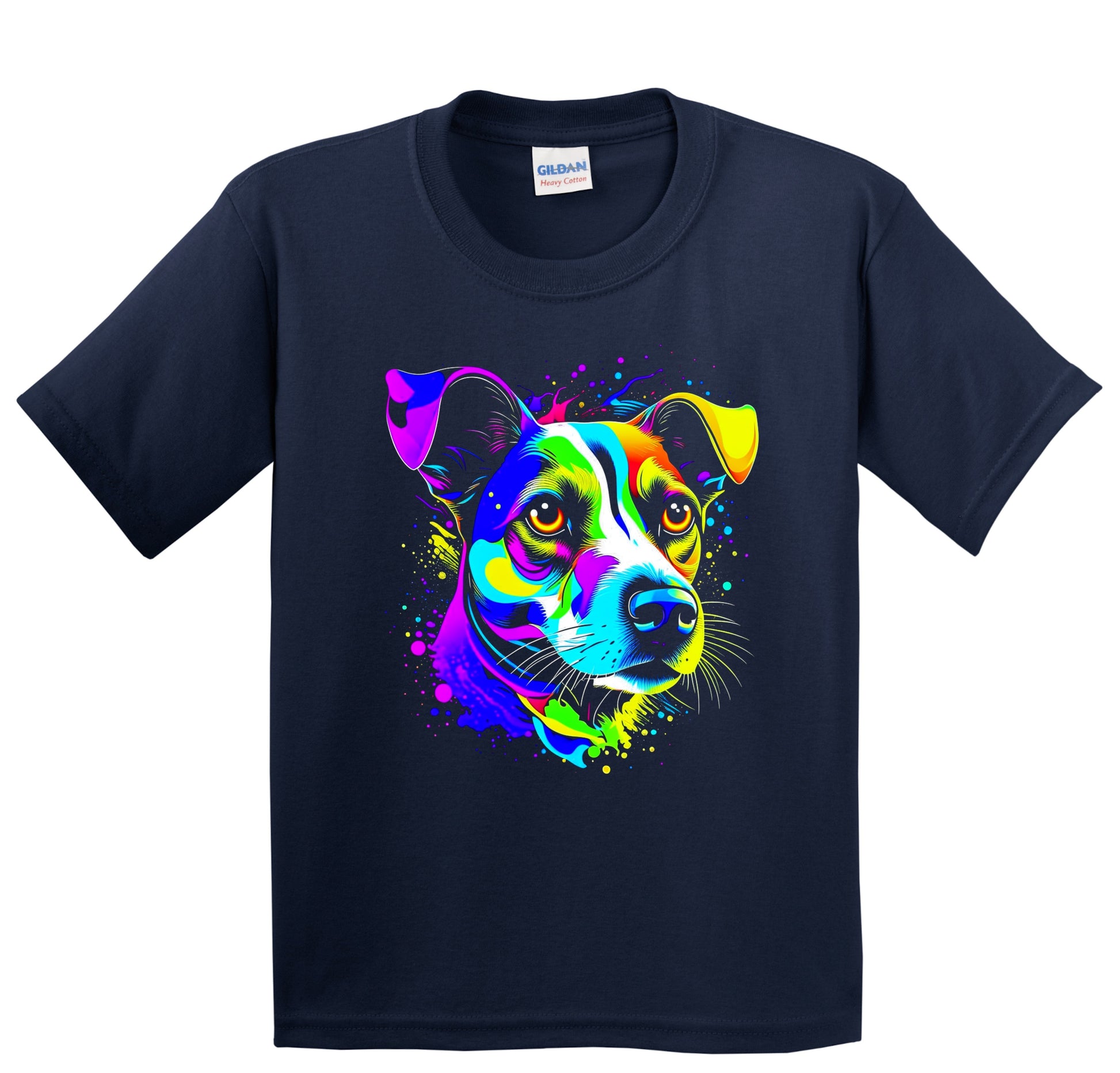 Colorful Bright Jack Russell Terrier Vibrant Psychedelic Art Youth T-Shirt