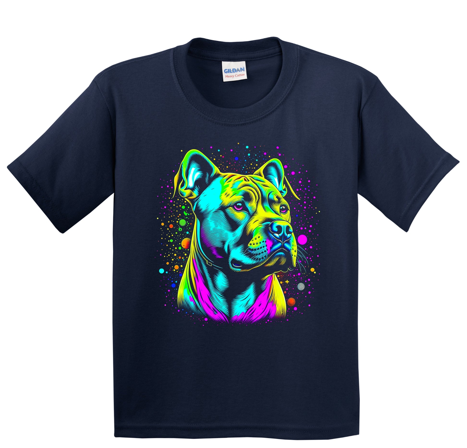 Colorful Bright Pit Bull Terrier Vibrant Psychedelic Dog Art Youth T-Shirt