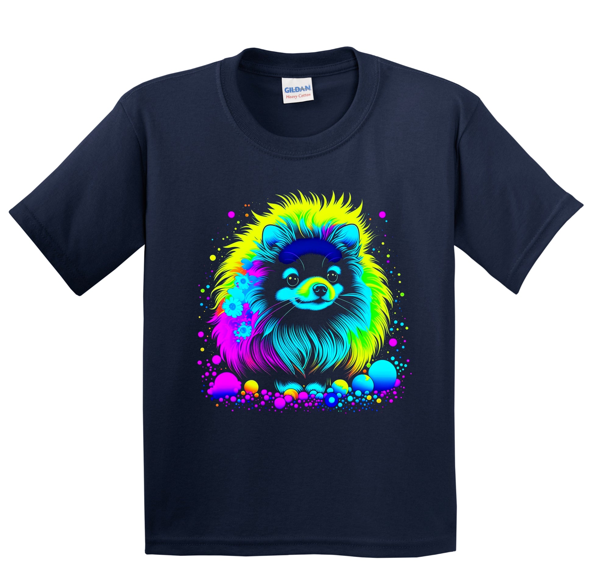 Colorful Bright Pomeranian Vibrant Psychedelic Dog Art Youth T-Shirt