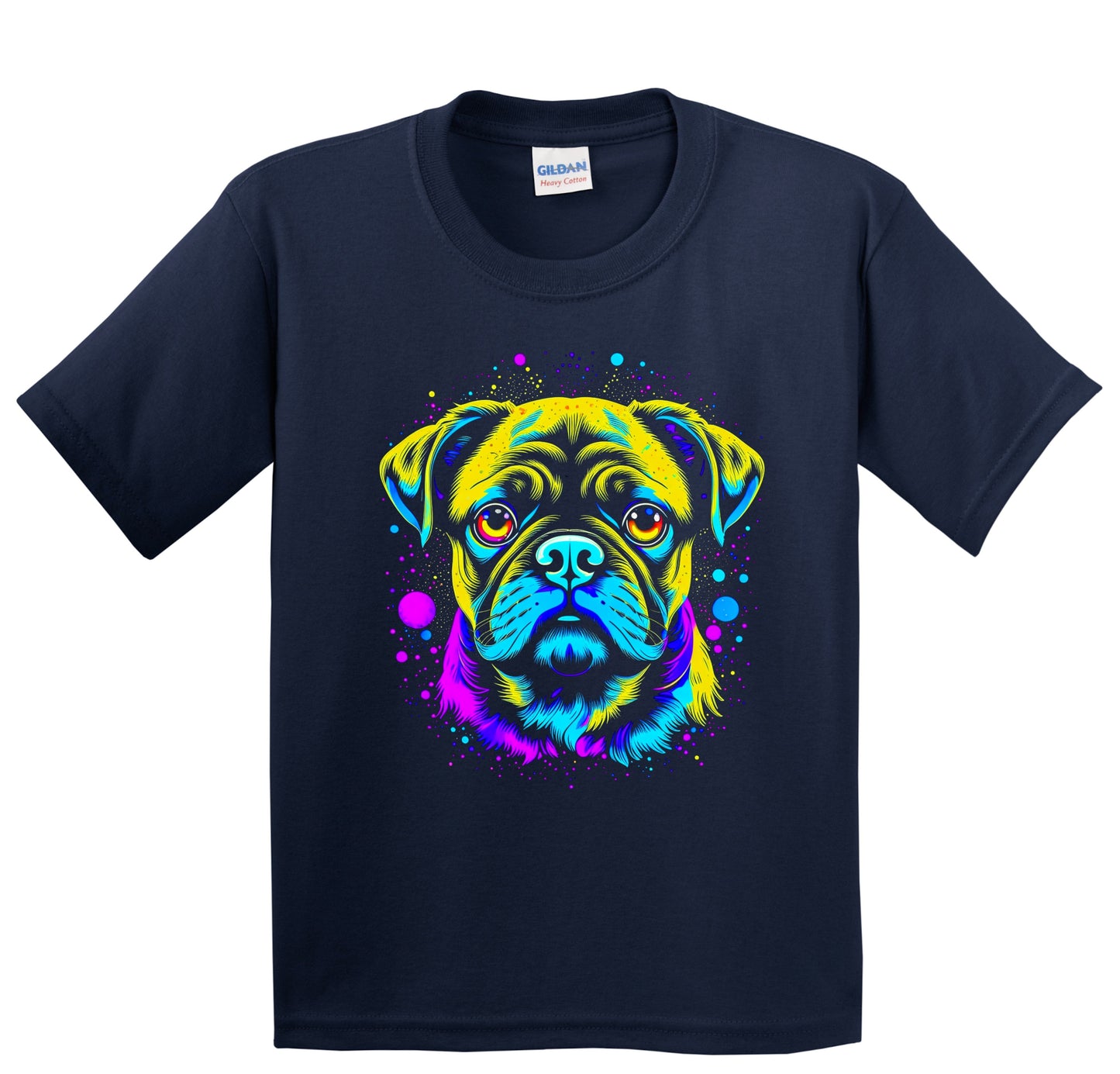 Colorful Bright Pug Vibrant Psychedelic Dog Art Youth T-Shirt