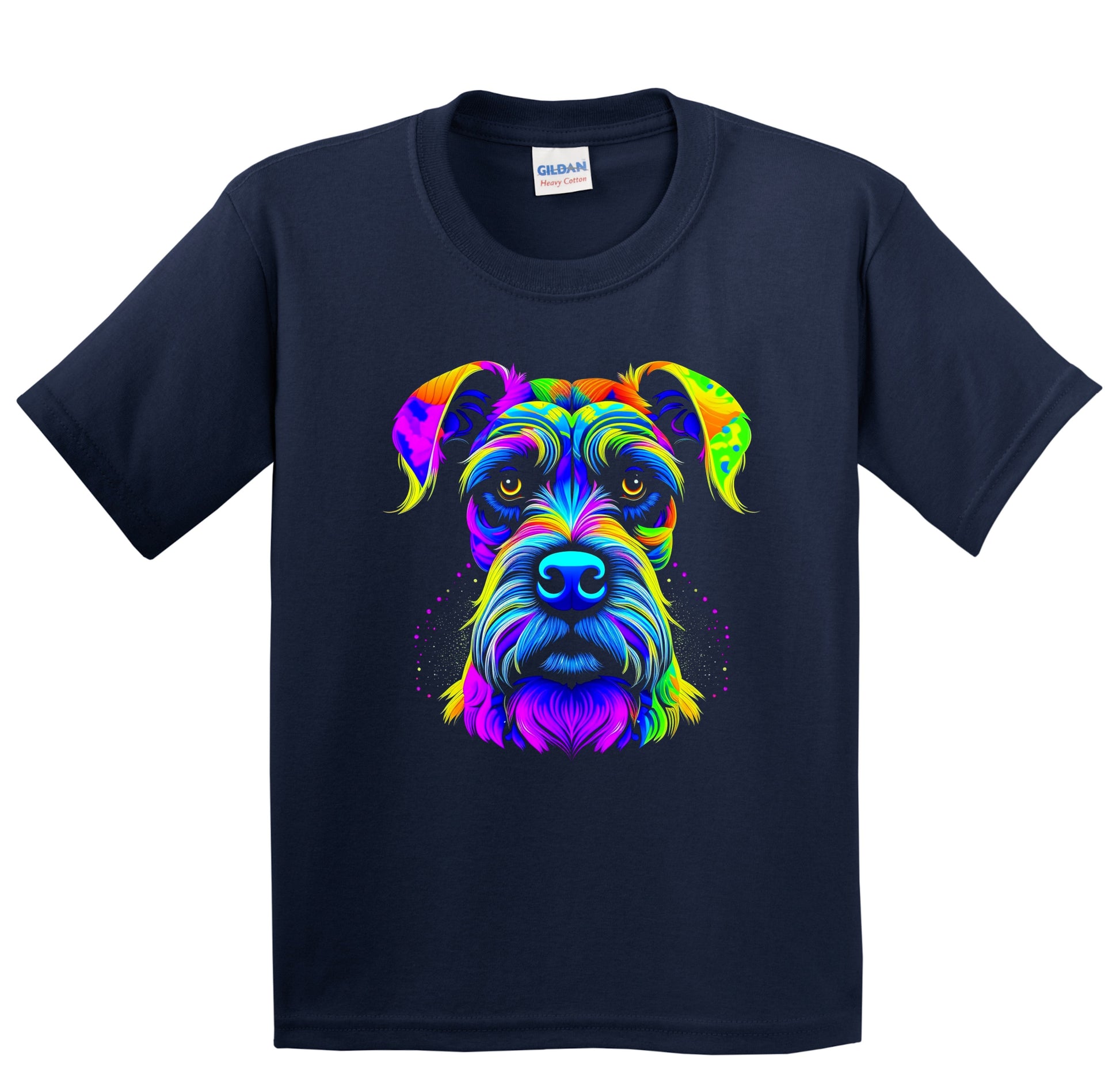 Colorful Bright Schnauzer Vibrant Psychedelic Dog Art Youth T-Shirt