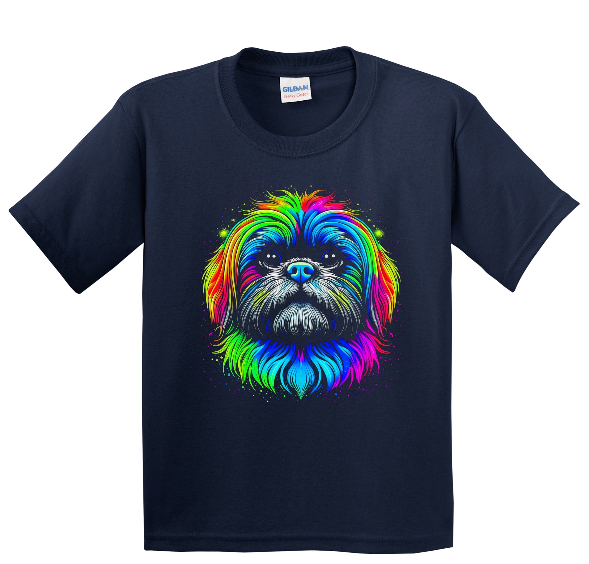 Colorful Bright Shih Tzu Vibrant Psychedelic Dog Art Youth T-Shirt