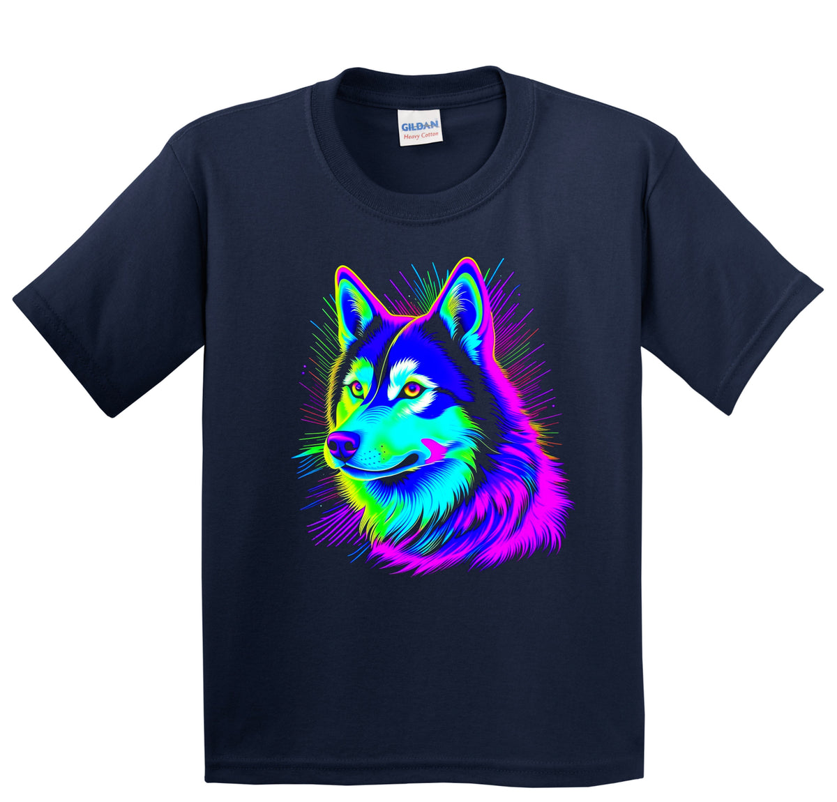 Colorful Bright Siberian Husky Vibrant Psychedelic Dog Art Youth T-Shirt