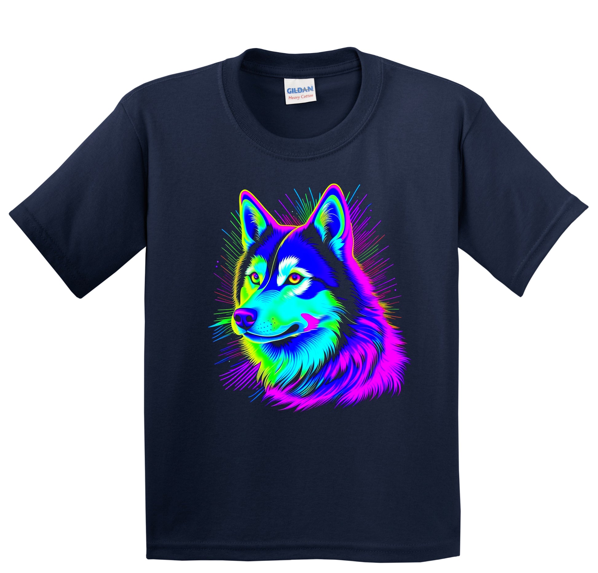 Colorful Bright Siberian Husky Vibrant Psychedelic Dog Art Youth T-Shirt