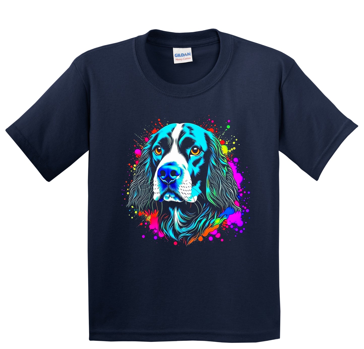 Colorful Bright Springer Spaniel Vibrant Psychedelic Dog Art Youth T-Shirt