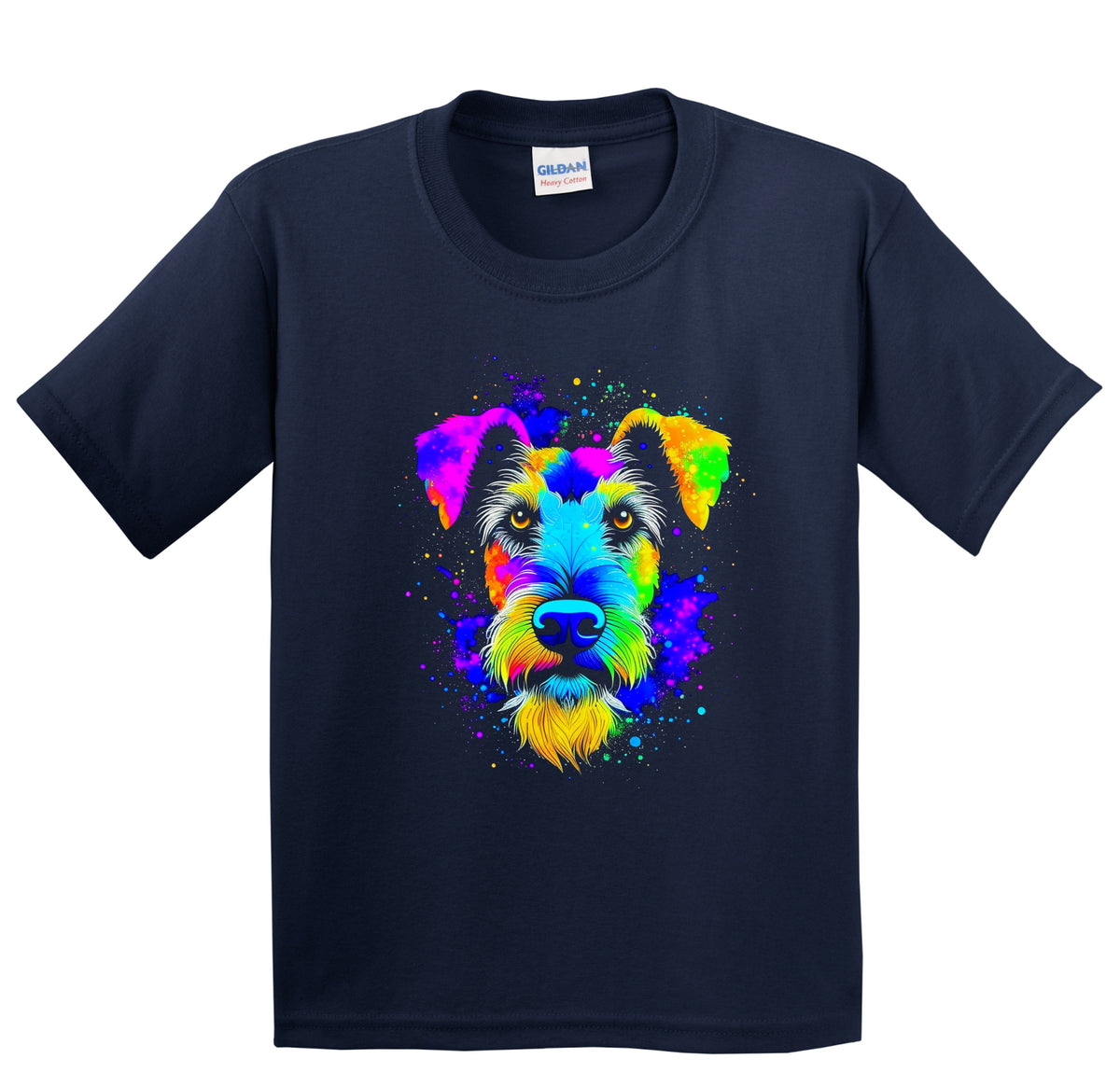 Colorful Bright Wire Fox Terrier Vibrant Psychedelic Dog Art Youth T-Shirt