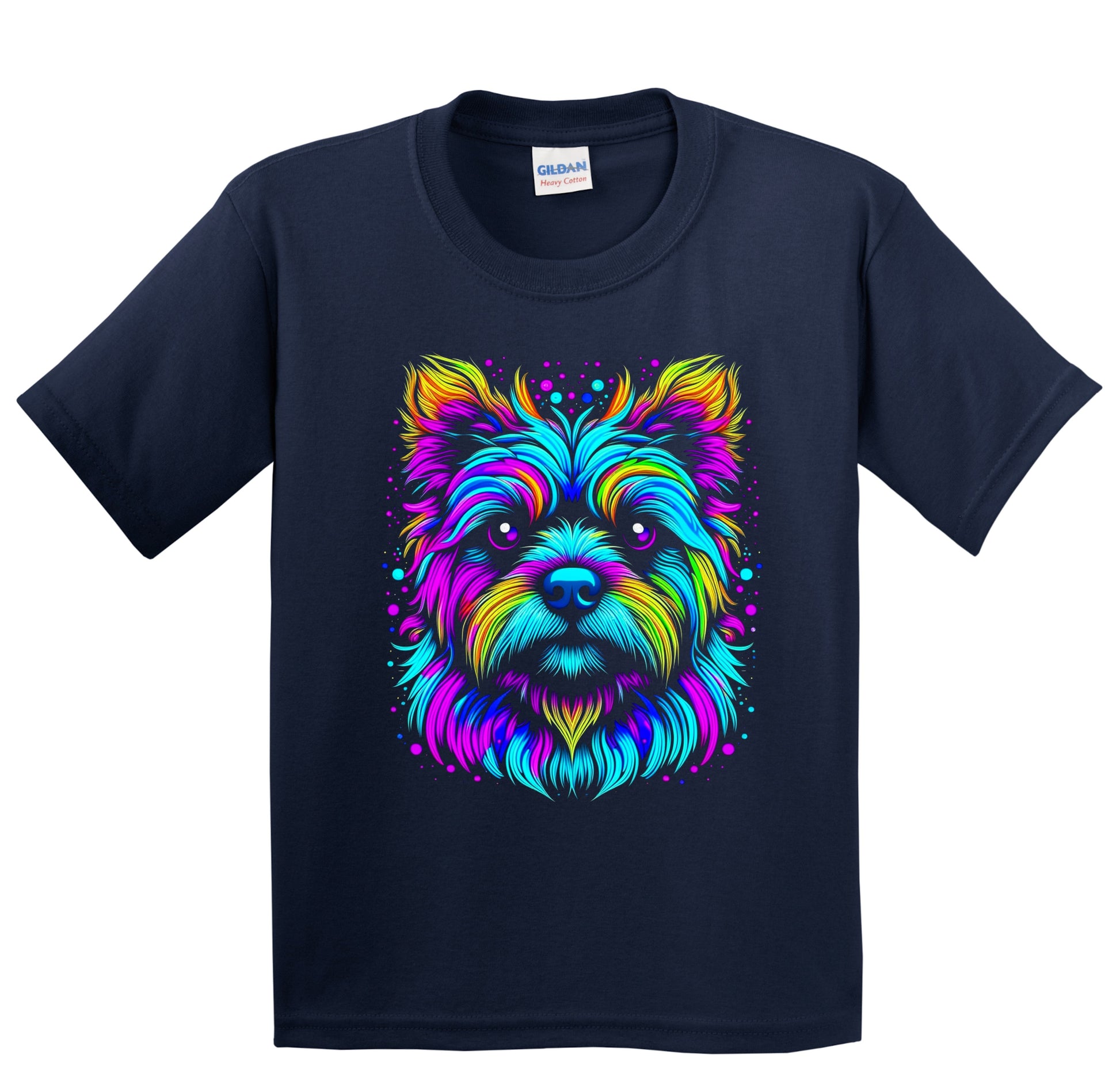 Colorful Bright Yorkshire Terrier Vibrant Psychedelic Art Youth T-Shirt